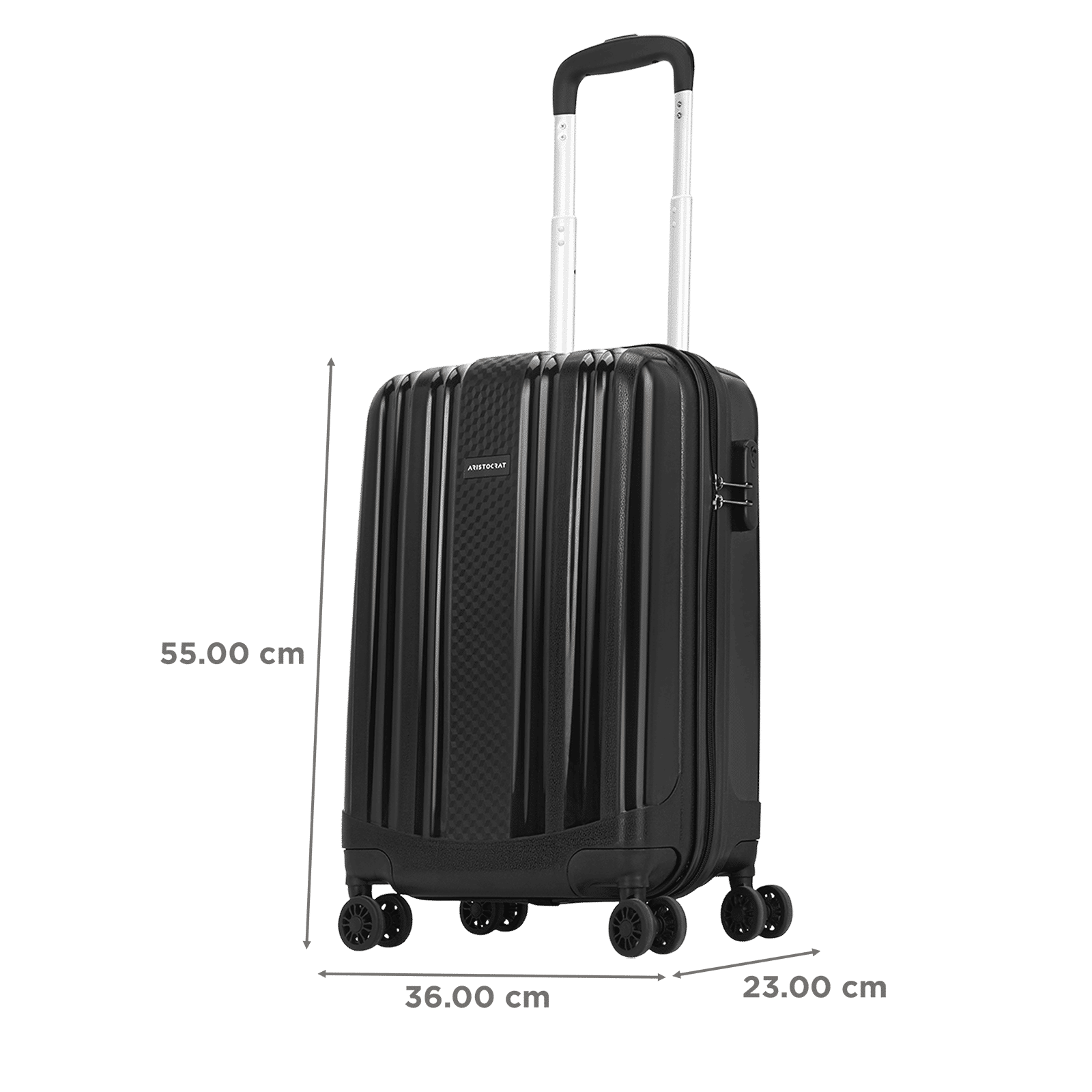 ARISTOCRAT Fronx Polypropylene Trolley Bag (8 Wheels, FRONXS55JBK, Black)_2