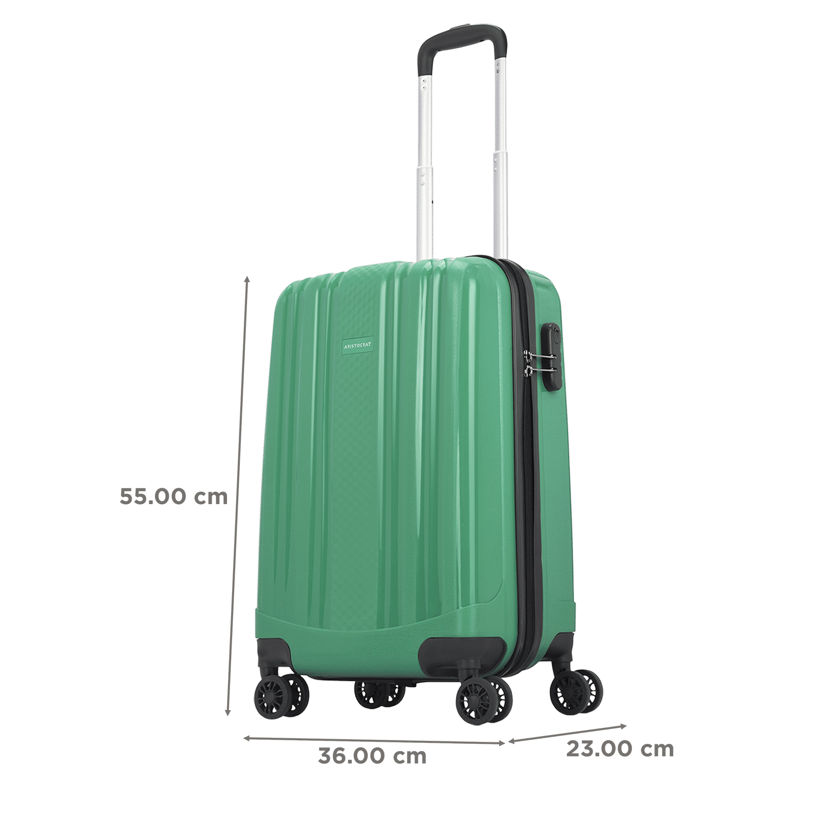 ARISTOCRAT Fronx Polypropylene Trolley Bag (8 Wheels, FRONXS55PSG, Green)_2