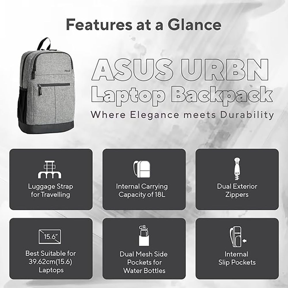 ASUS AP1601 Laptop Backpack for 16 Inch Laptop (Mesh Padded Back, Grey)_9