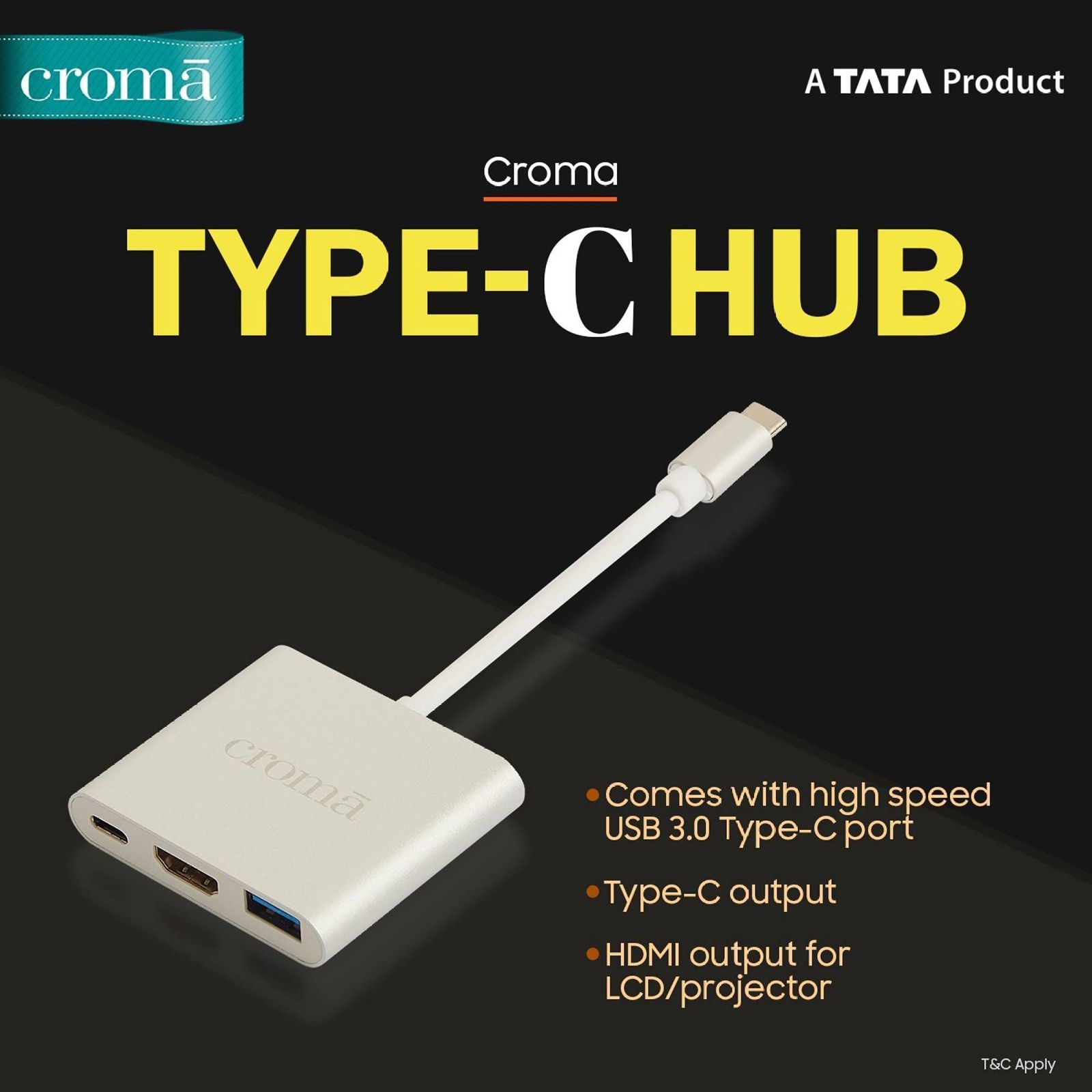 Croma USB 3.0 Type C to USB 2.0 Type A, USB 3.0 Type C, HDMI Type A USB Hub (High-Quality Material, Silver) Croma USB 3.0 Type C to USB 2.0 Type A, USB 3.0 Type C, HDMI Type A USB Hub (High-Quality Material, Silver)_6