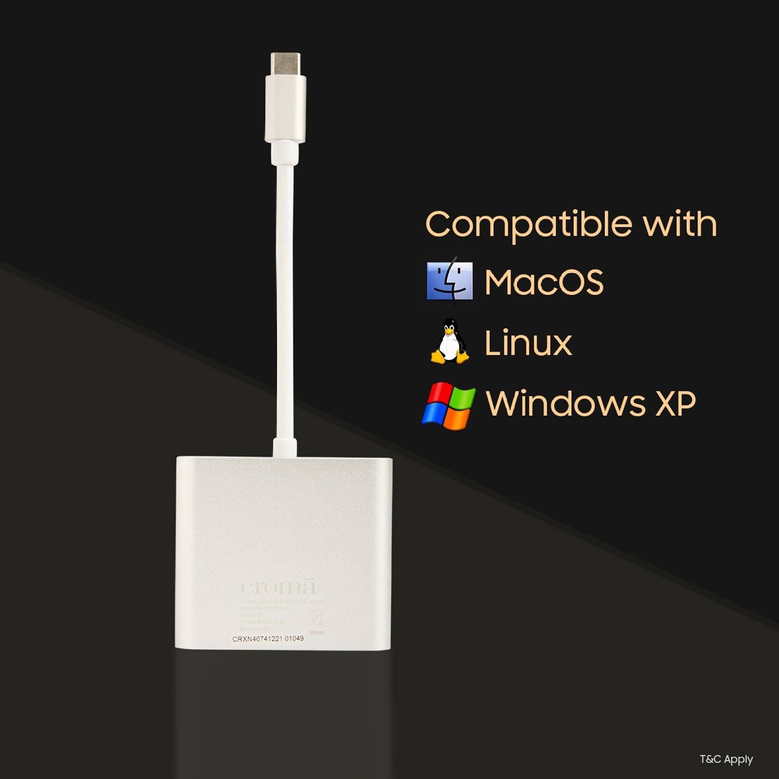 Croma USB 3.0 Type C to USB 2.0 Type A, USB 3.0 Type C, HDMI Type A USB Hub (High-Quality Material, Silver) Croma USB 3.0 Type C to USB 2.0 Type A, USB 3.0 Type C, HDMI Type A USB Hub (High-Quality Material, Silver)_4