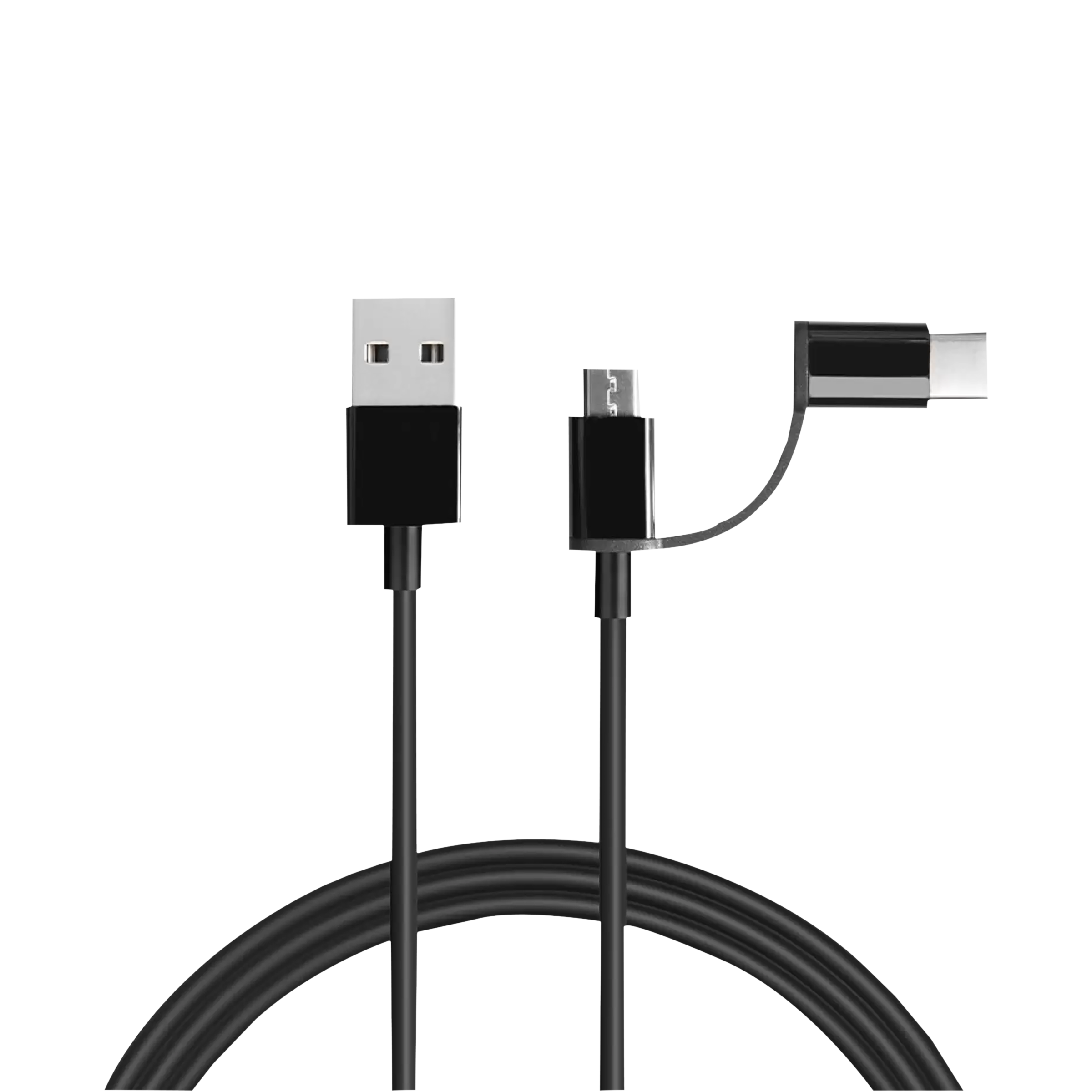 Mi Type A to Type C, Micro USB 3.3 Feet (1M) 2-in-1 Cable (Reinforced Stress Relief Points, Black)_1