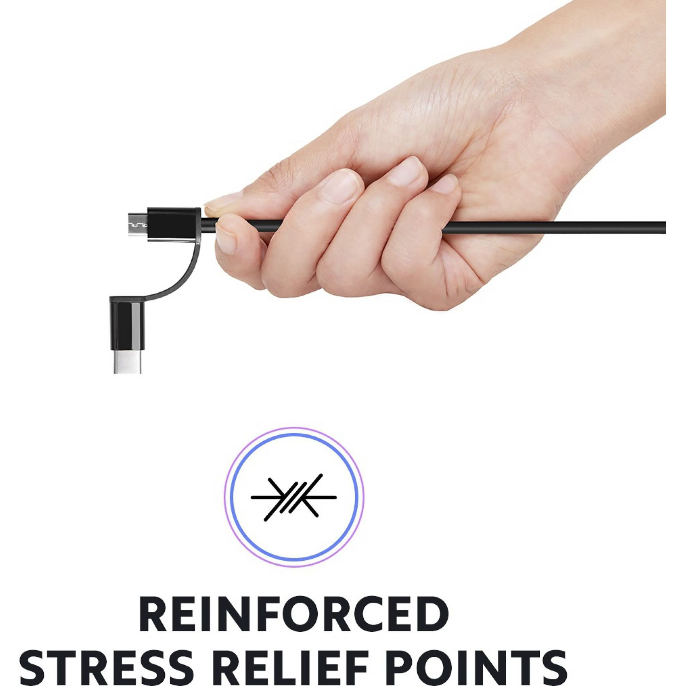 Mi Type A to Type C, Micro USB 3.3 Feet (1M) 2-in-1 Cable (Reinforced Stress Relief Points, Black)_7