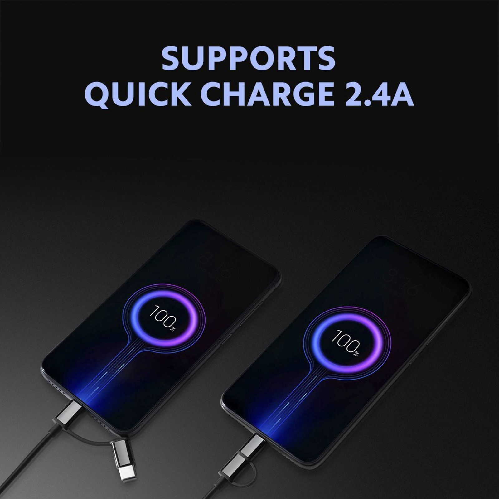 Mi Type A to Type C, Micro USB 3.3 Feet (1M) 2-in-1 Cable (Reinforced Stress Relief Points, Black)_9