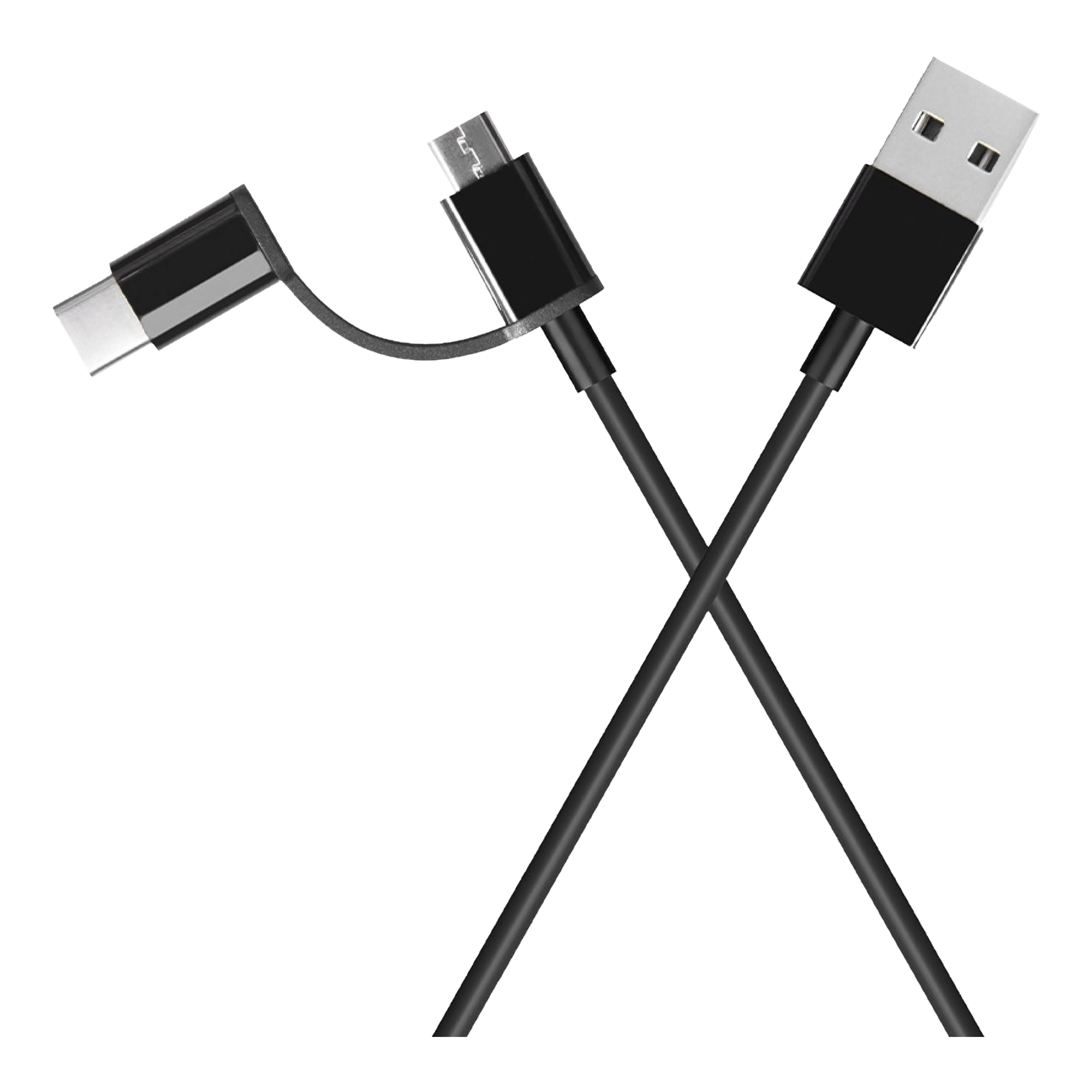 Mi Type A to Type C, Micro USB 3.3 Feet (1M) 2-in-1 Cable (Reinforced Stress Relief Points, Black)_3