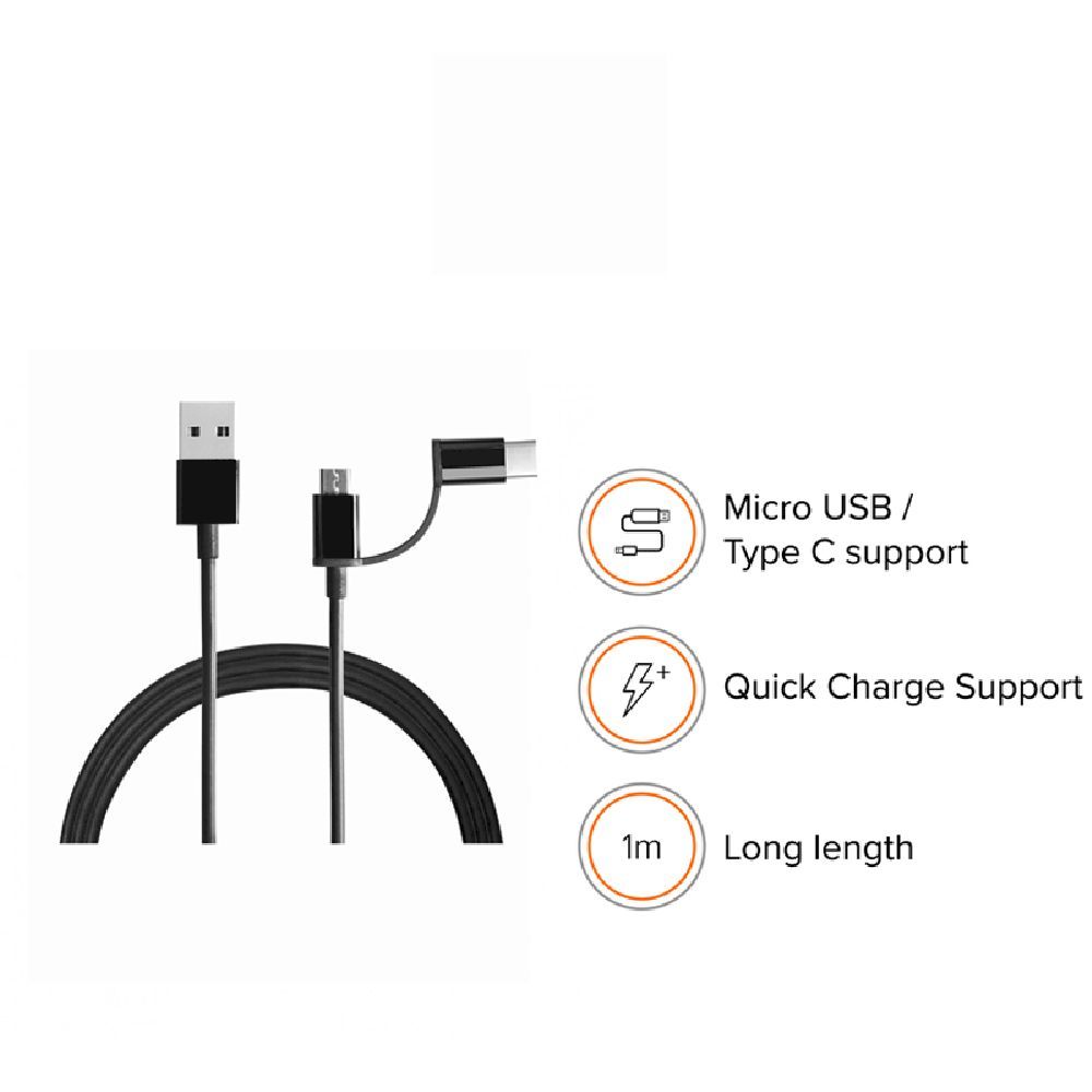 Mi Type A to Type C, Micro USB 3.3 Feet (1M) 2-in-1 Cable (Reinforced Stress Relief Points, Black)_4