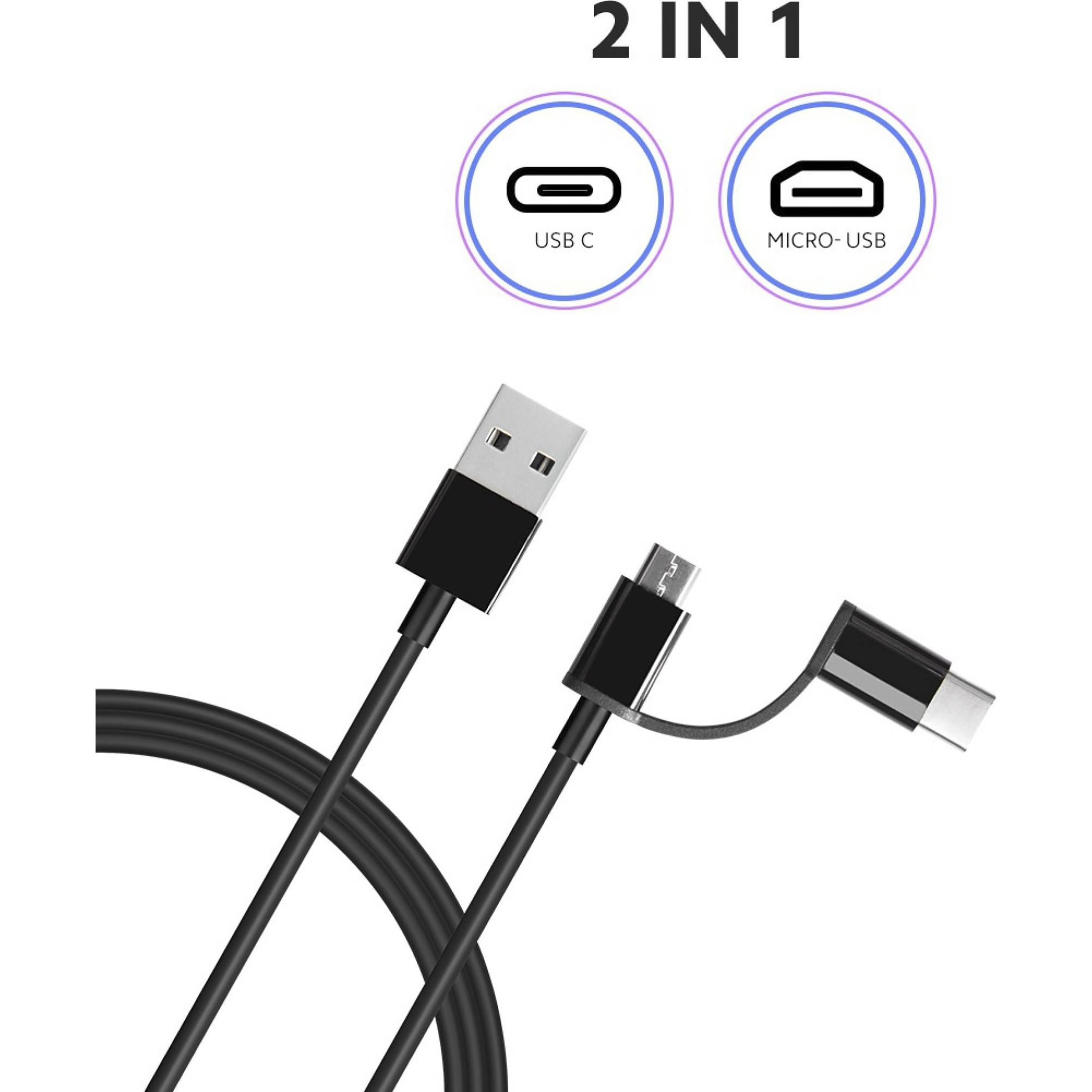 Mi Type A to Type C, Micro USB 3.3 Feet (1M) 2-in-1 Cable (Reinforced Stress Relief Points, Black)_6