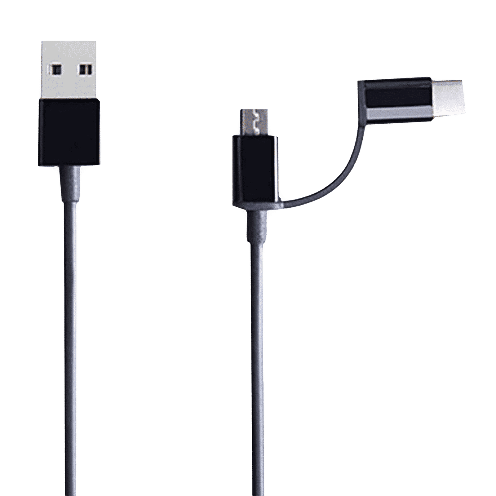 Mi Type A to Type C, Micro USB 1 Feet (0.3M) 2-in-1 Cable (16 Insulated Conductors, Black) Mi Type A to Type C, Micro USB 1 Feet (0.3M) 2-in-1 Cable (16 Insulated Conductors, Black)_1
