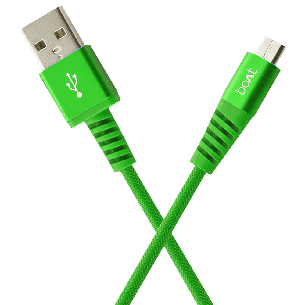 boAt Rugged 700 V3 Type A to Micro USB 4.9 Feet (1.5M) Cable (Tangle-free Design, Green)_1