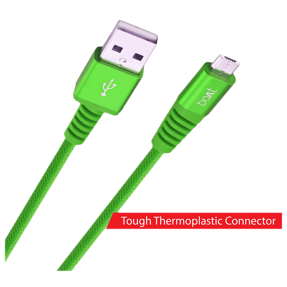 boAt Rugged 700 V3 Type A to Micro USB 4.9 Feet (1.5M) Cable (Tangle-free Design, Green)_6