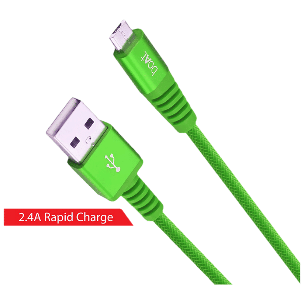 boAt Rugged 700 V3 Type A to Micro USB 4.9 Feet (1.5M) Cable (Tangle-free Design, Green)_5