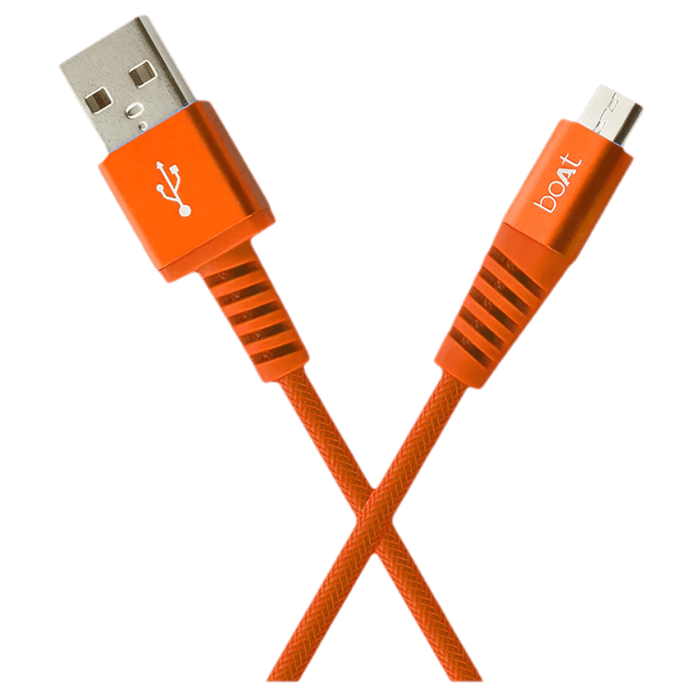 boAt Rugged 700 V3 Type A to Micro USB 4.9 Feet (1.5M) Cable (Tangle-free Design, Orange)_1