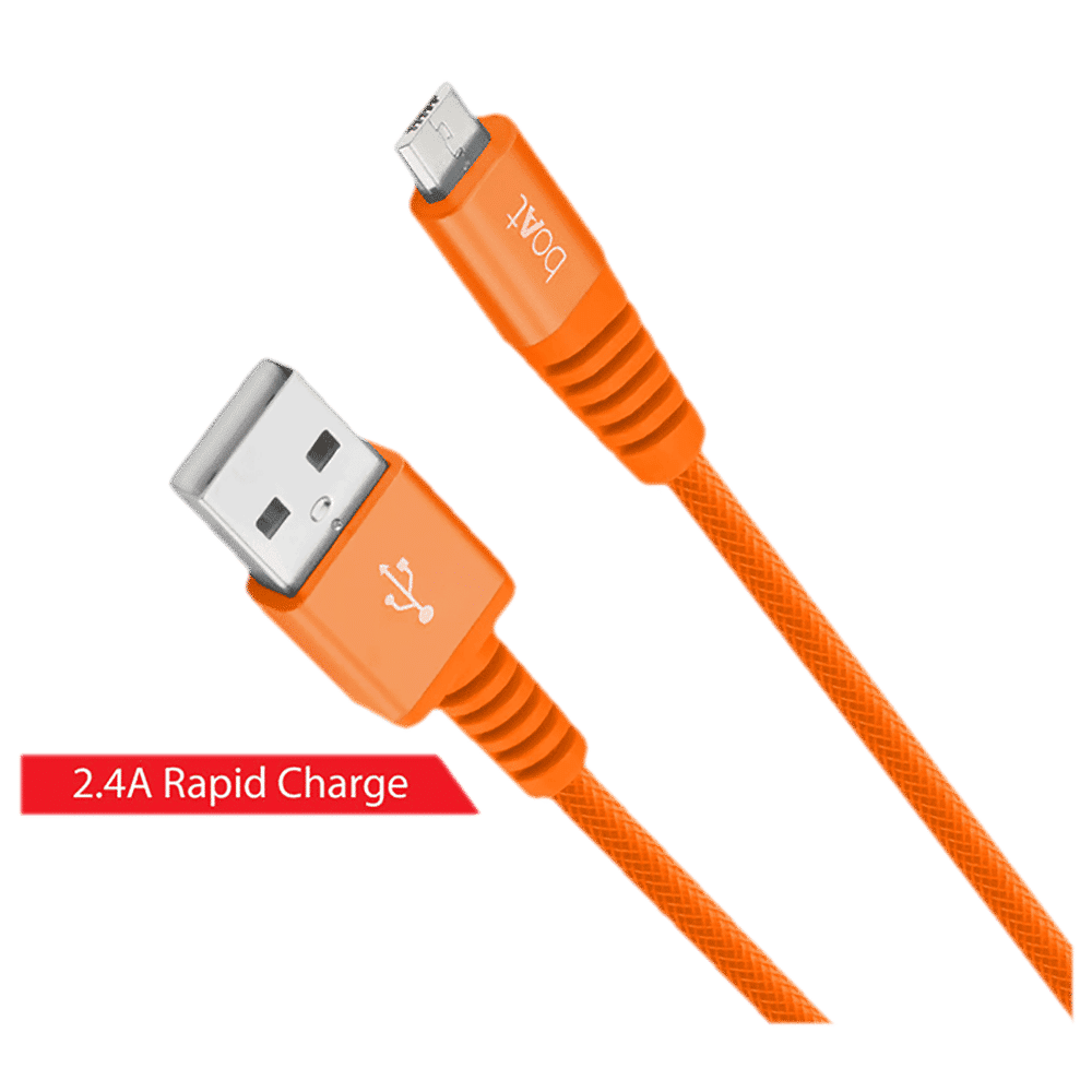 boAt Rugged 700 V3 Type A to Micro USB 4.9 Feet (1.5M) Cable (Tangle-free Design, Orange)_3