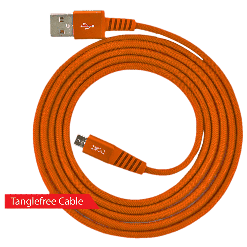 boAt Rugged 700 V3 Type A to Micro USB 4.9 Feet (1.5M) Cable (Tangle-free Design, Orange)_5