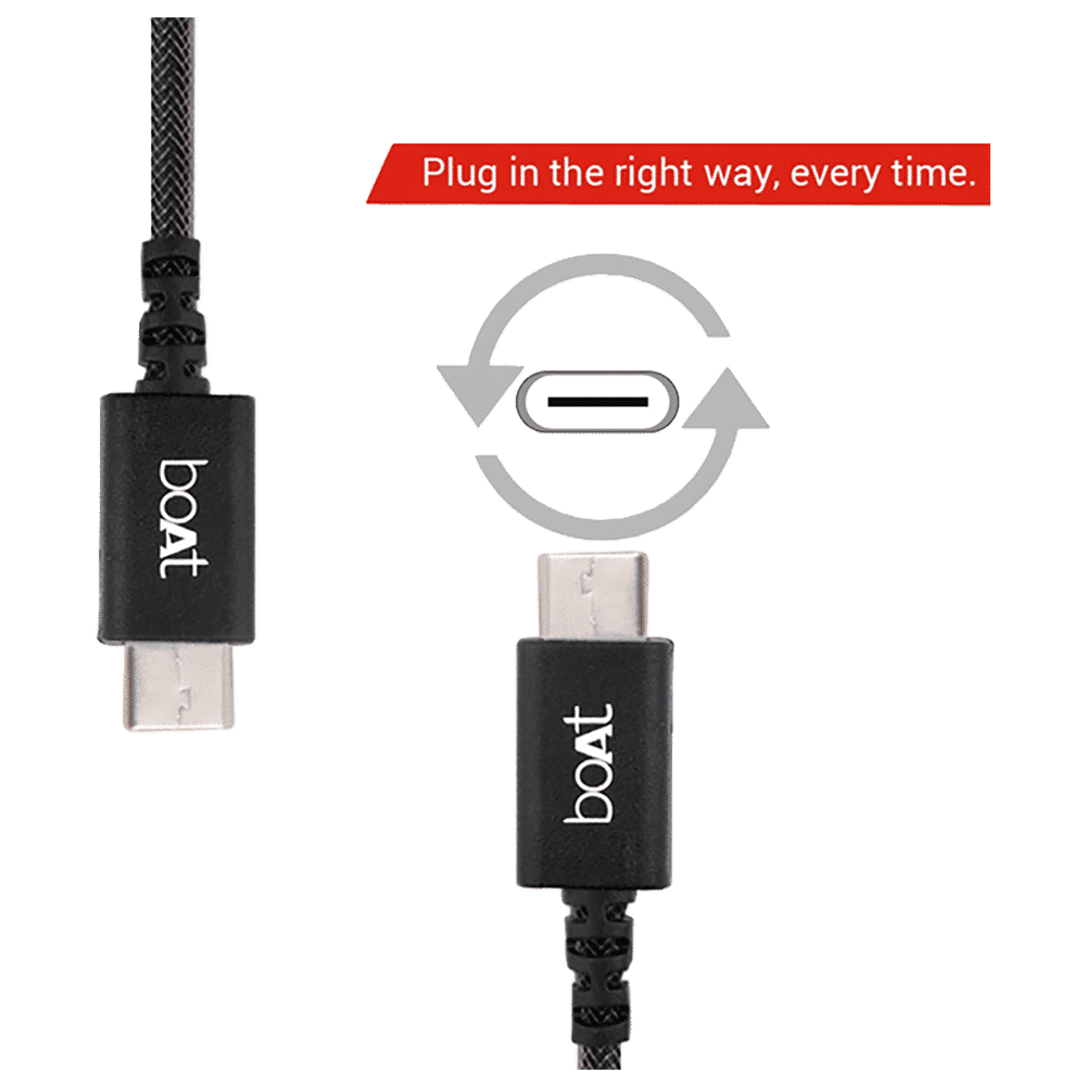 boAt A400 Type A to Type C 3.3 Feet (1M) Cable (Tangle-free Design, Black) boAt A400 Type A to Type C 3.3 Feet (1M) Cable (Tangle-free Design, Black)_4