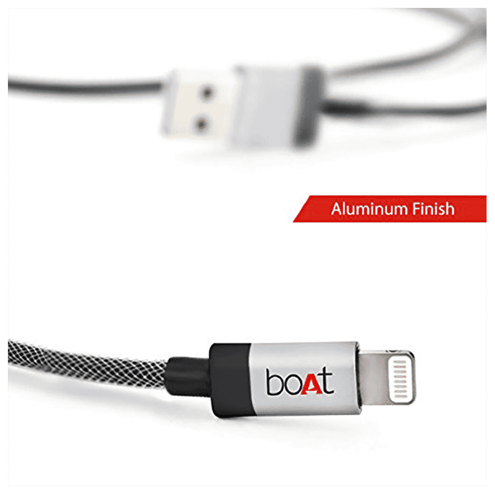 boAt LTG 500 Type A to Lightning 6.6 Feet (2M) Cable (MFi Certified, Metallic Silver)_4