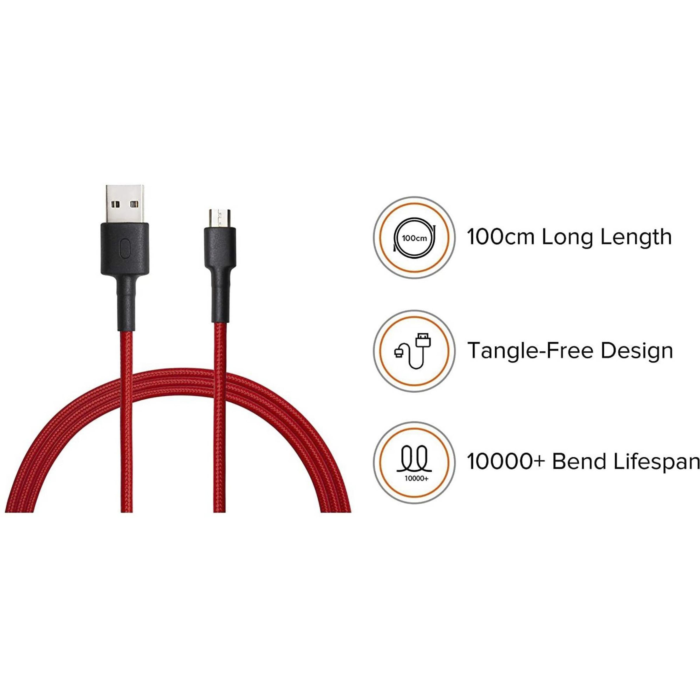 Mi Type A to Micro USB 3.3 Feet (1M) Cable (Tangle Free Design, Red)_5