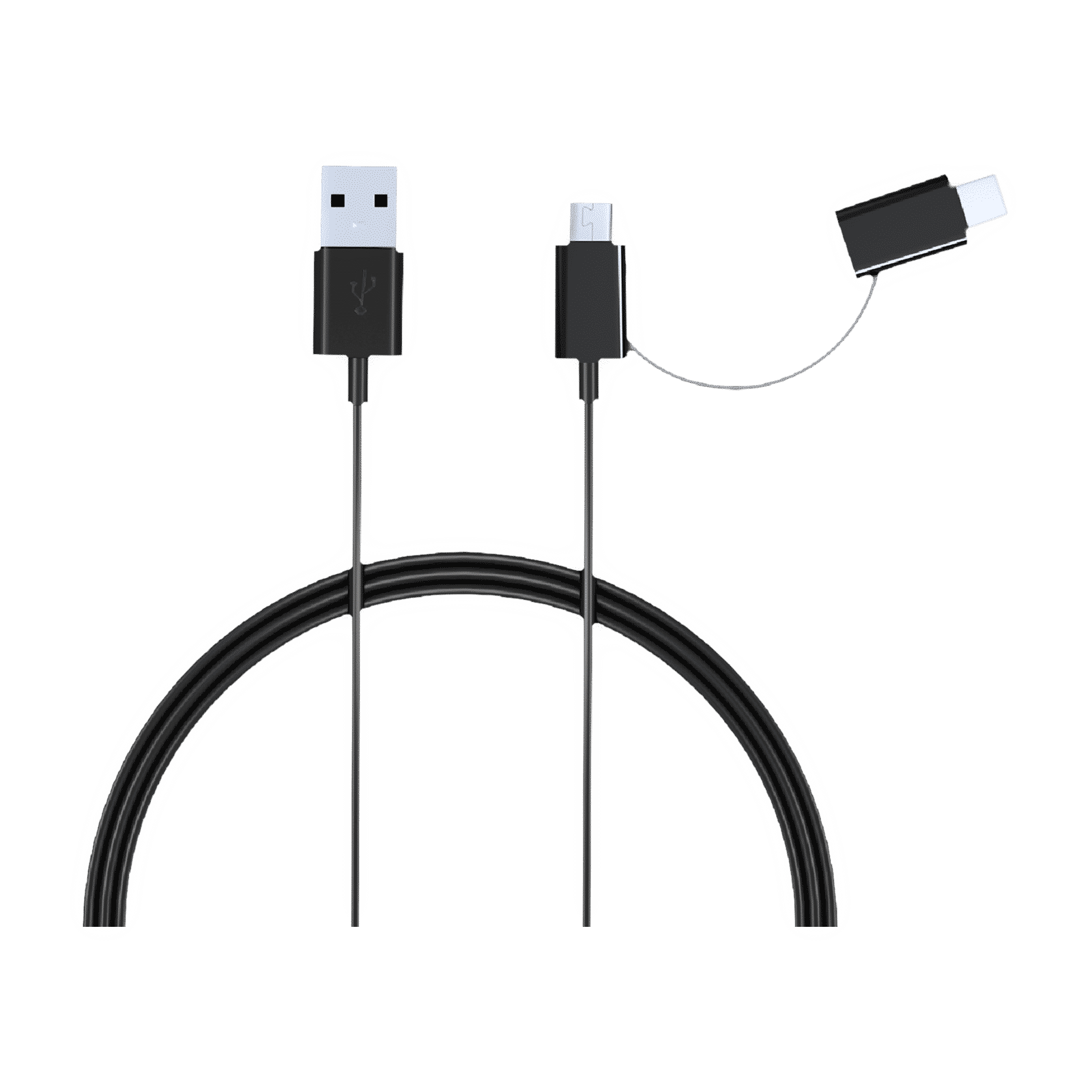 Croma Type A to Type C, Micro USB 3.9 Feet (1.2M) 2-in-1 Cable (Sync and Charge, Black) Croma Type A to Type C, Micro USB 3.9 Feet (1.2M) 2-in-1 Cable (Sync and Charge, Black)_1