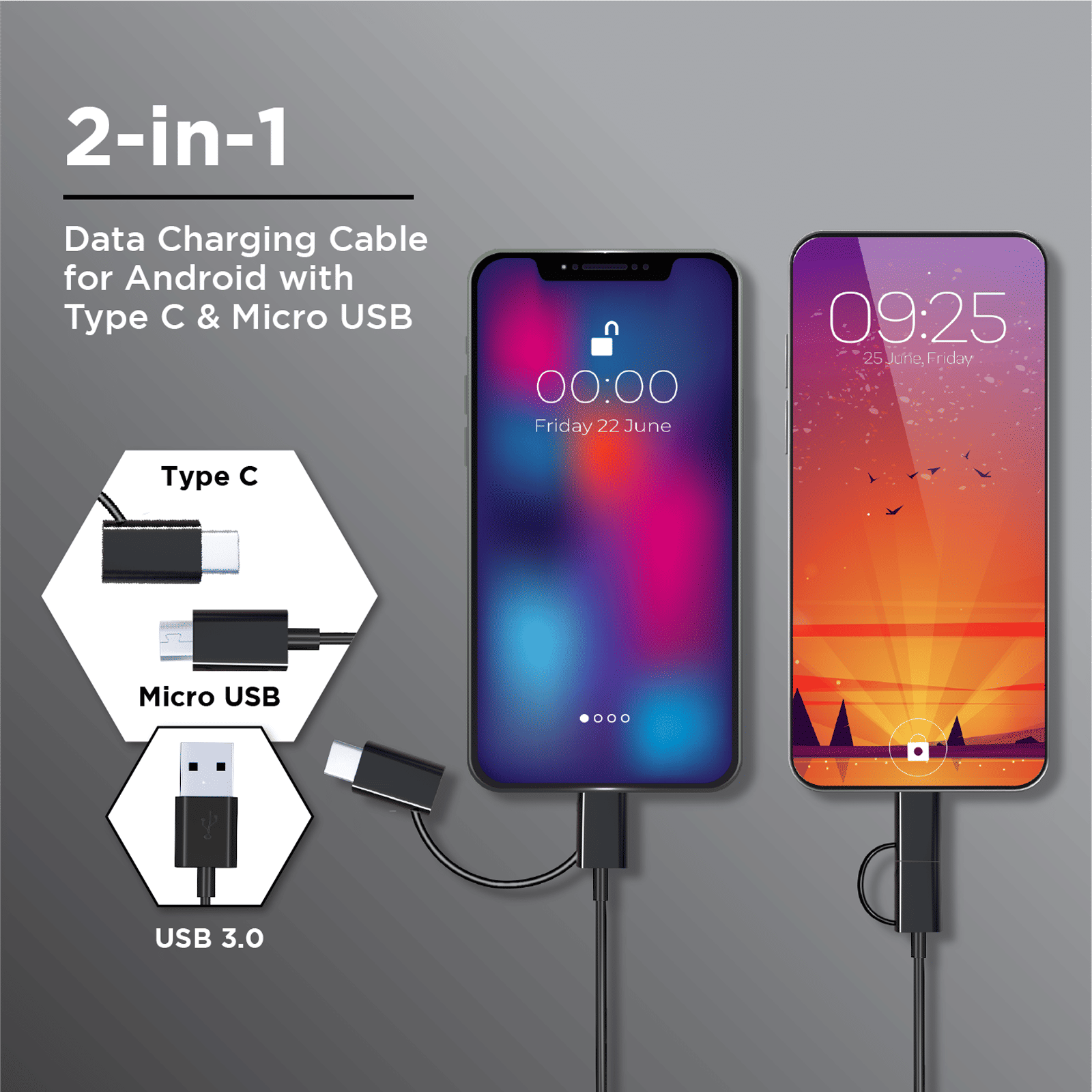 Croma Type A to Type C, Micro USB 3.9 Feet (1.2M) 2-in-1 Cable (Sync and Charge, Black) Croma Type A to Type C, Micro USB 3.9 Feet (1.2M) 2-in-1 Cable (Sync and Charge, Black)_6