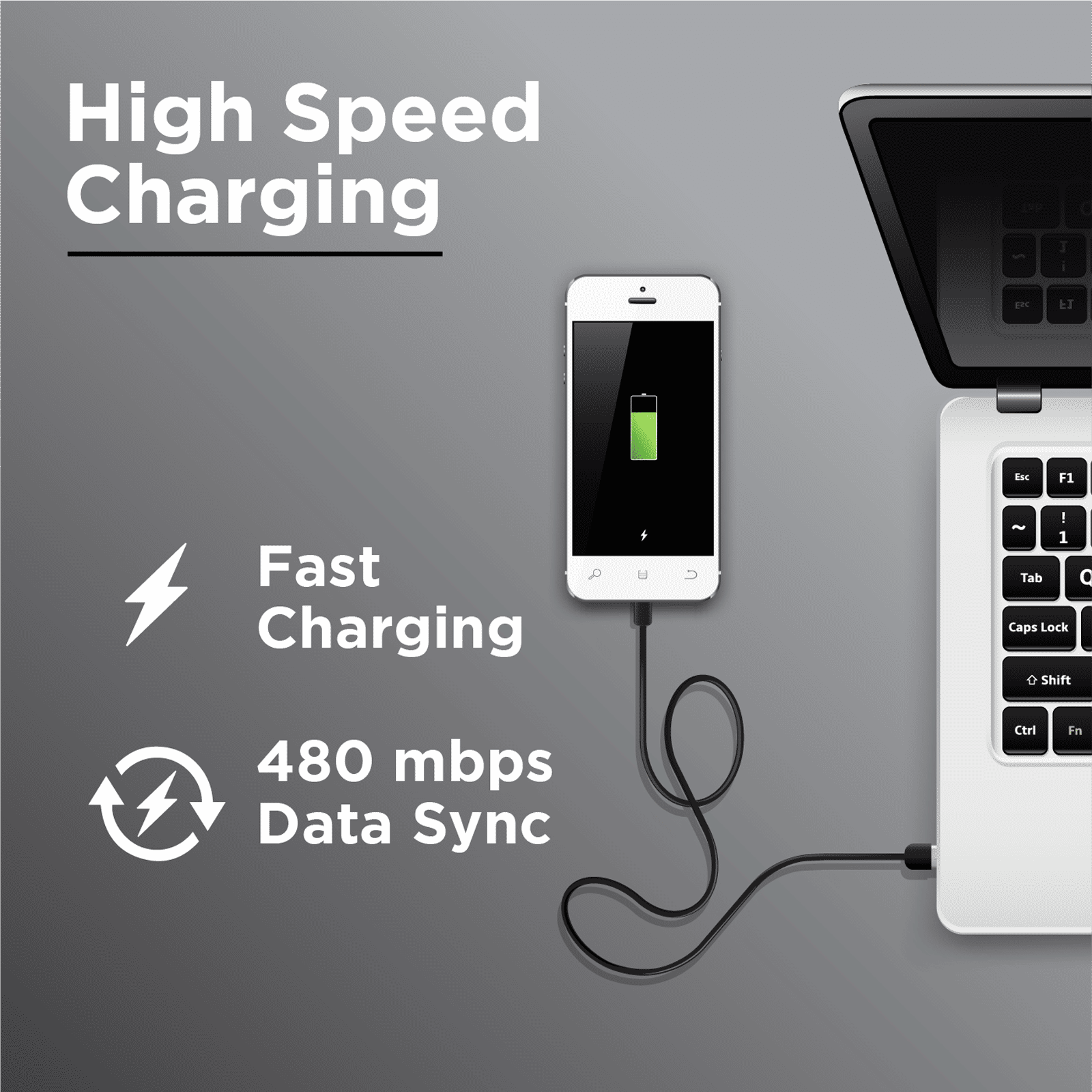 Croma Type A to Micro USB 3.9 Feet (1.2M) Cable (Sync and Charge, Black)_3