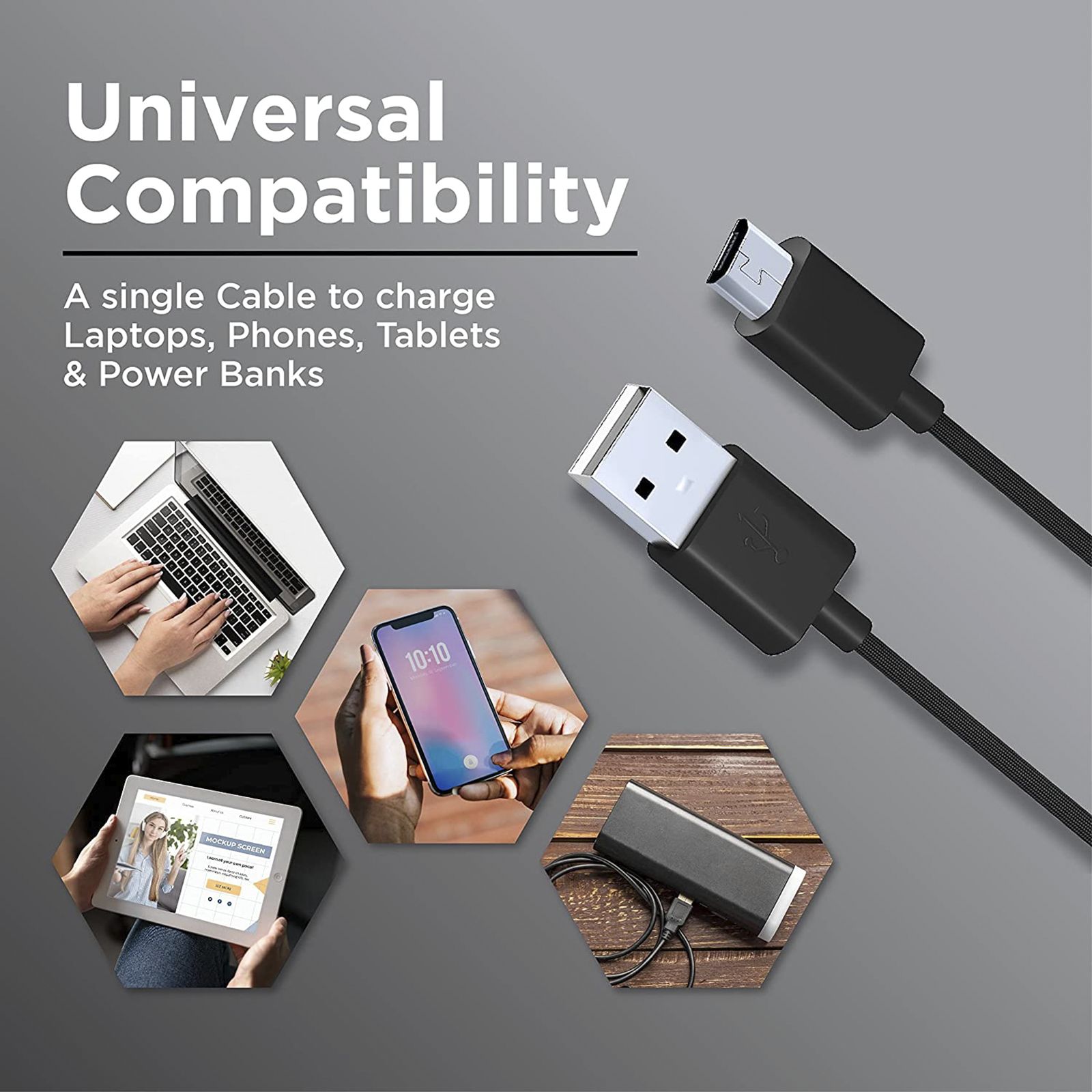 Croma Type A to Micro USB 3.9 Feet (1.2M) Cable (Sync and Charge, Black)_4