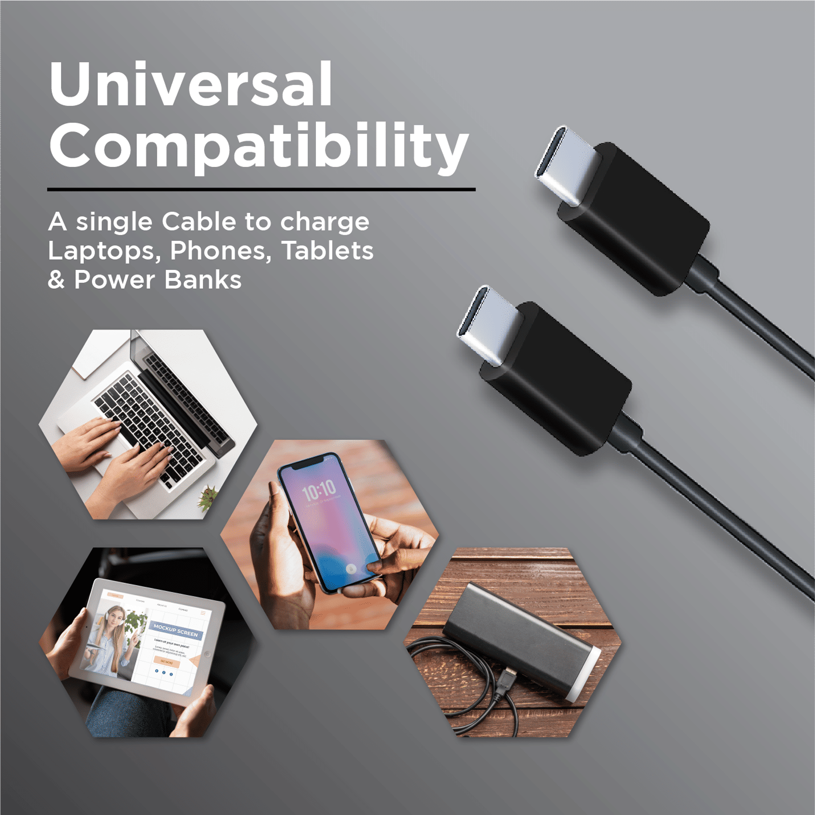 Croma Type C to Type C 3.3 Feet (1M) Cable (Apple Compatible, Black)_6