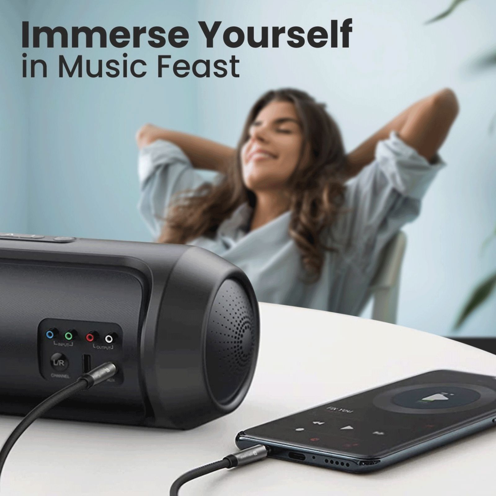 Portronics Konnect 6 3.5mm Aux to 3.5mm Aux 4.9 Feet (1.5M) Cable (Stretchable Spiral, Black)_8