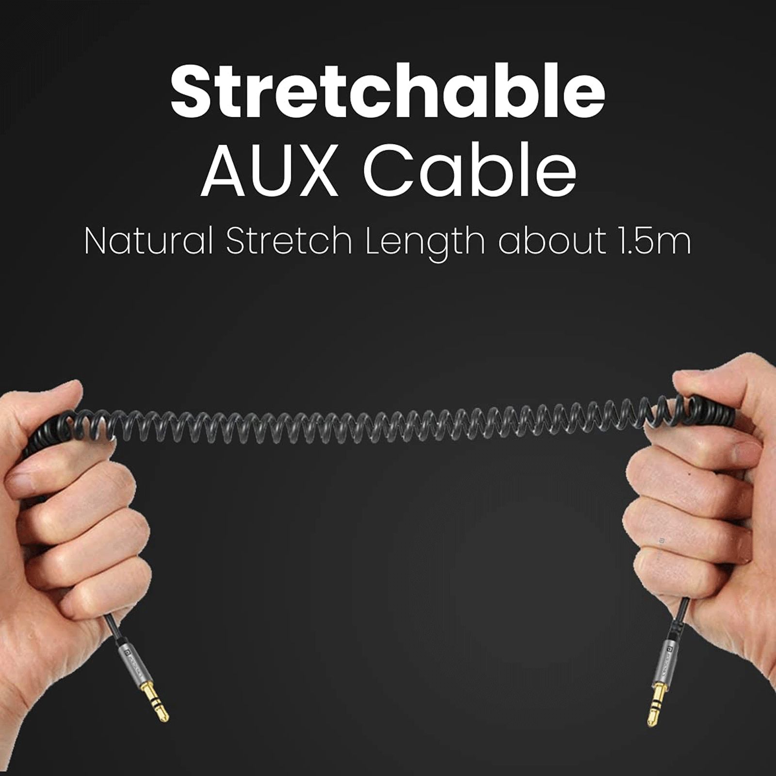 Portronics Konnect 6 3.5mm Aux to 3.5mm Aux 4.9 Feet (1.5M) Cable (Stretchable Spiral, Black)_4