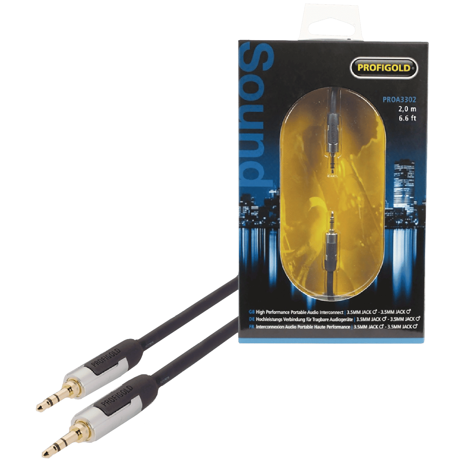 Profigold 3.5mm Aux to 3.5mm Aux 6.6 Feet (2M) Cable (IAT Technology, Black/Grey)_1