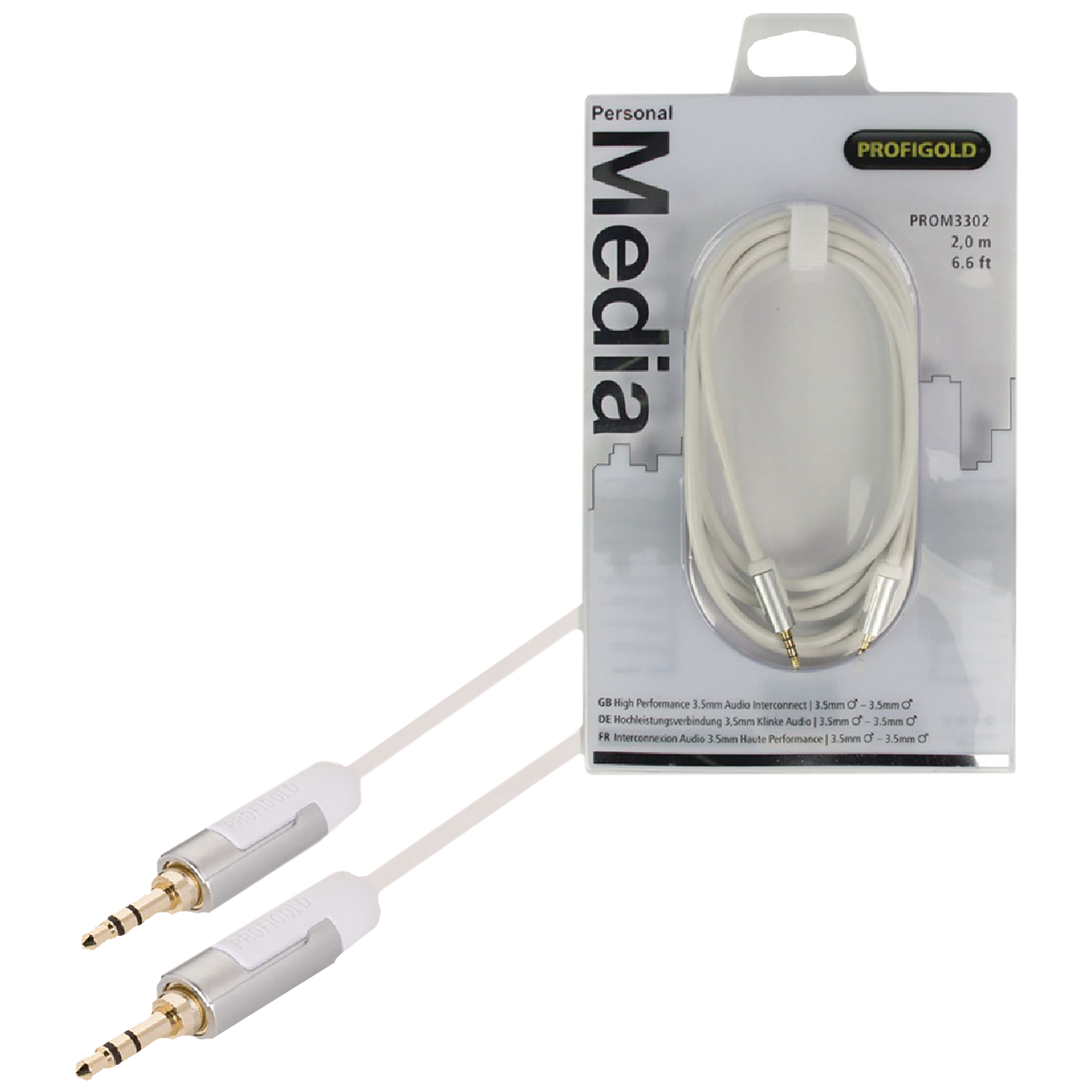PROFIGOLD 3.5mm Aux to 3.5mm Aux 6.56 Feet (2M) Cable (Oxygen Free Copper, White)_1
