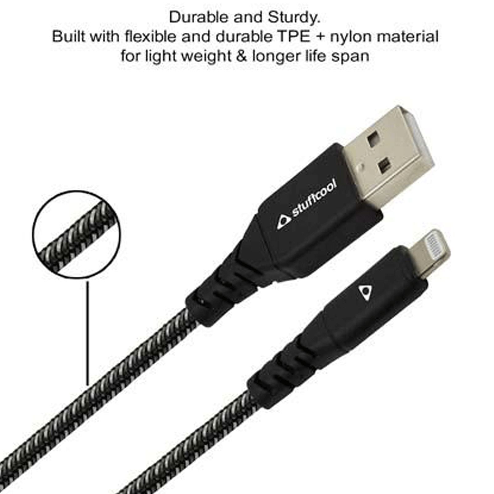 Stuffcool Vite Type A to Lightning 3.9 Feet (1.2M) Cable (MFI Certified, Black) Stuffcool Vite Type A to Lightning 3.9 Feet (1.2M) Cable (MFI Certified, Black)_6