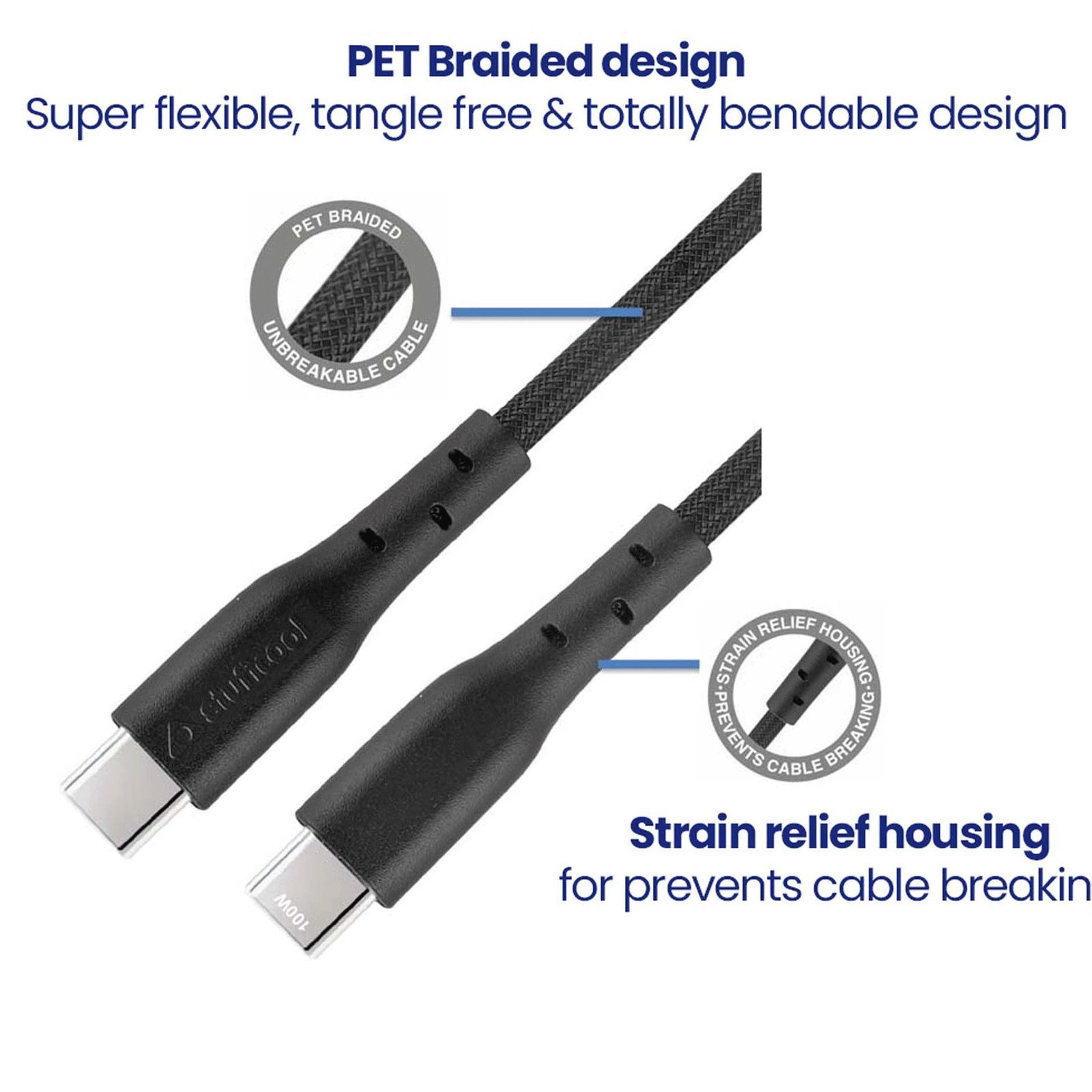Stuffcool Centum Type C to Type C 3.9 Feet (1.2M) Cable (Tangle-free Design, Black)_5
