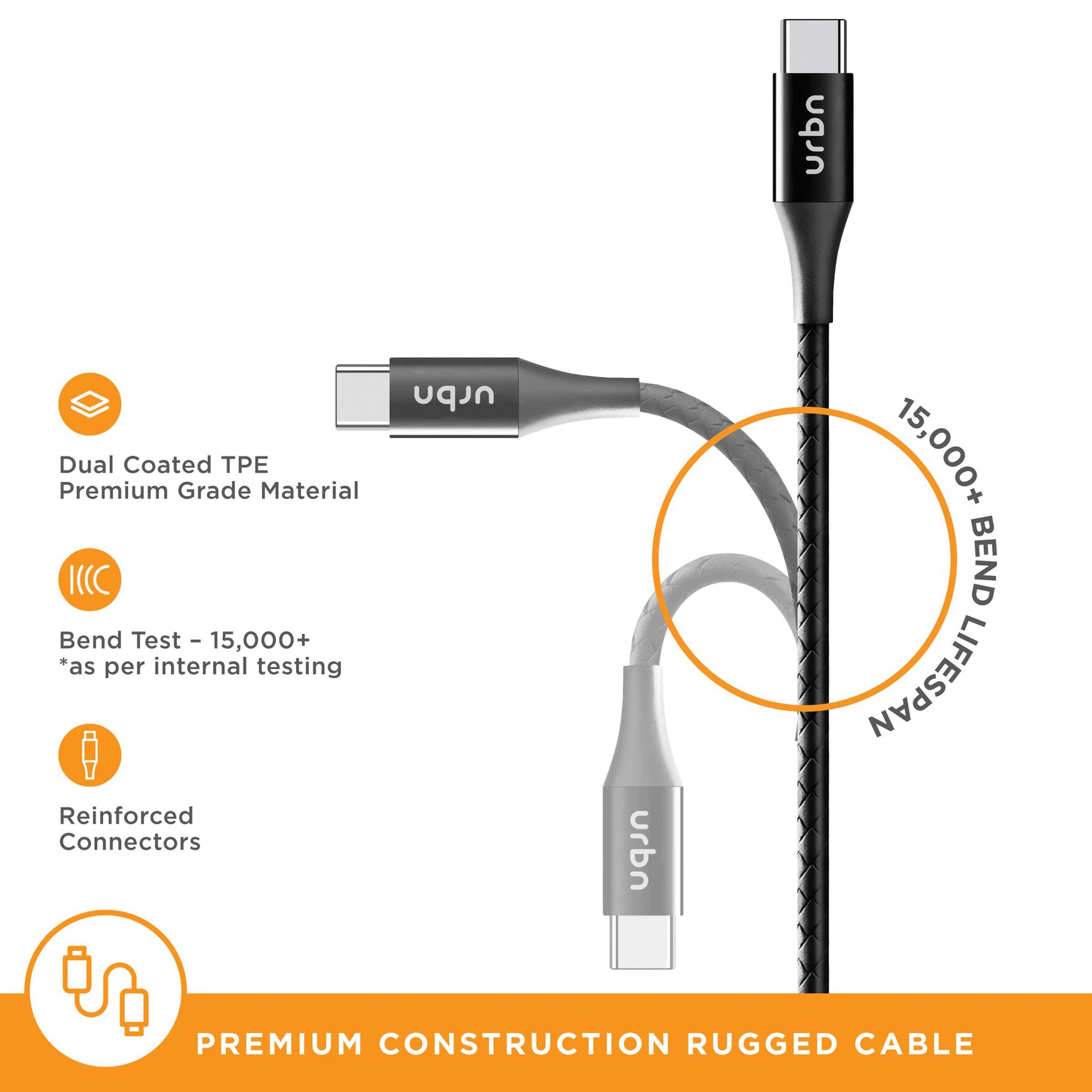 urbn Type A to Type C 3.9 Feet (1.2M) Cable (Tangle Free Design, Black)_7