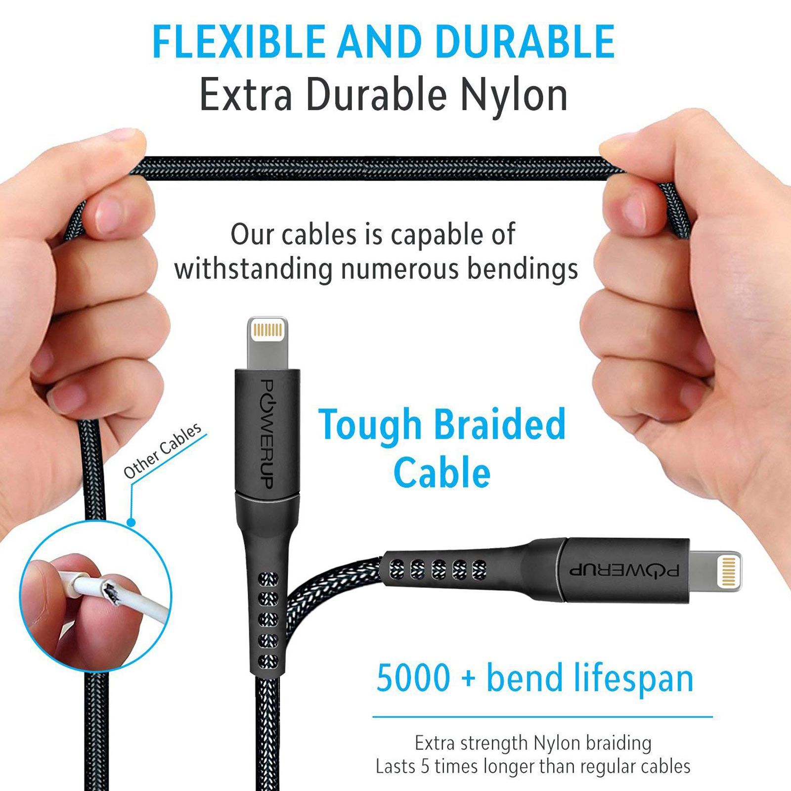 POWERUP Type A to Lightning 9.9 Feet (3M) Cable (Sync and Charge, Black)_8