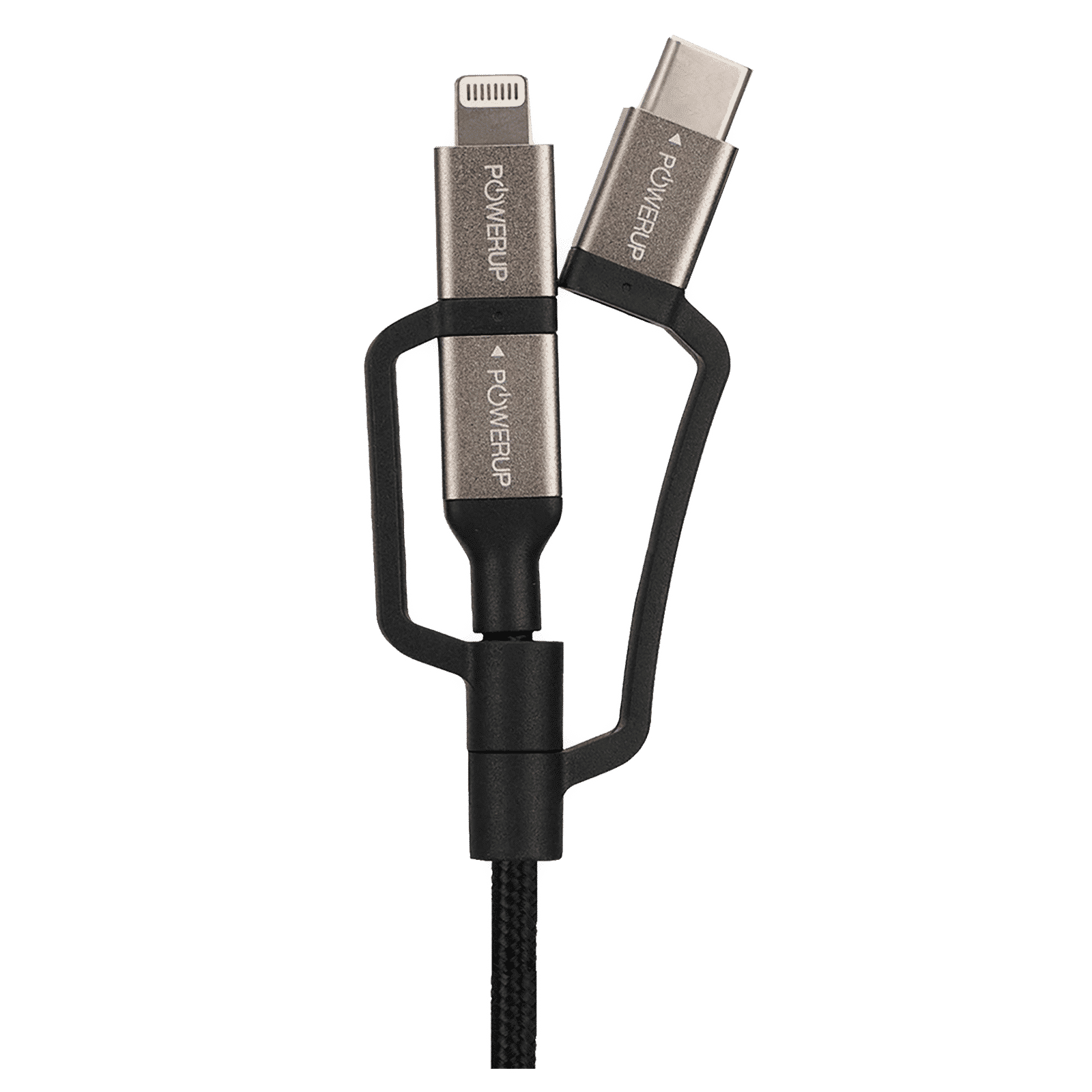 POWERUP Type A to Type C, Micro USB, Lightning 0.39 Feet (0.12M) 3-in-1 Cable (Tangle-free Design, Black)_6