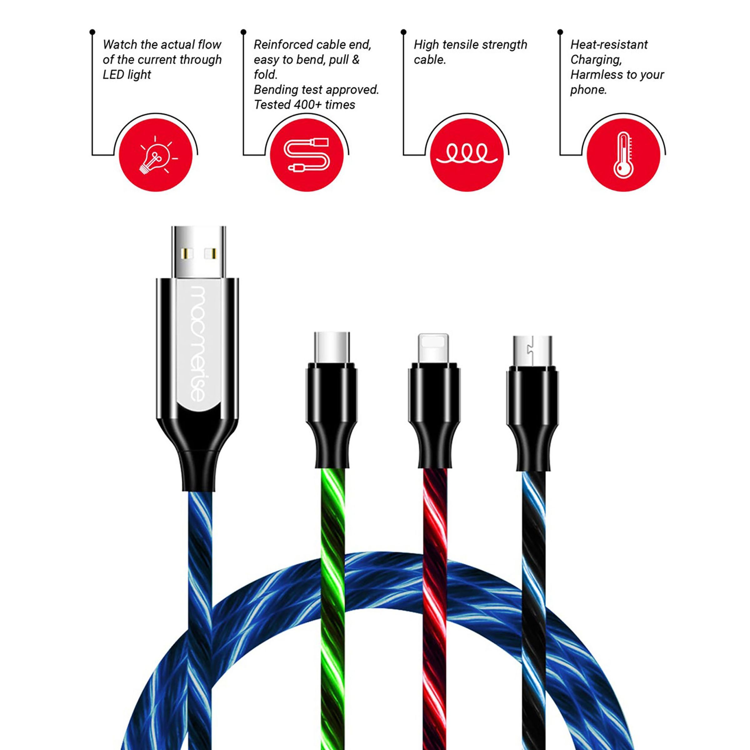 Macmerise Illume Type A to Micro USB 3.3 Feet (1M) Cable (LED Light Flow, Red)_4