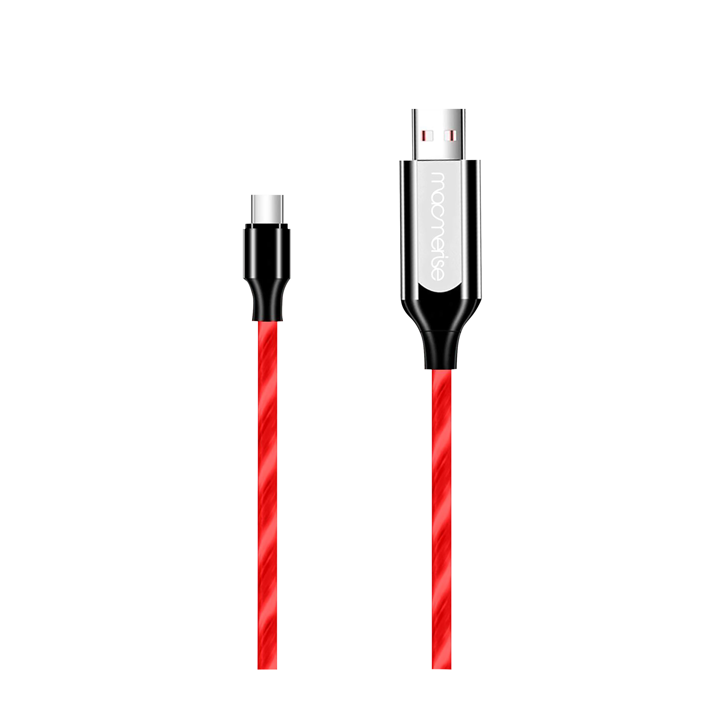 Macmerise Illume Type A to Type C 3.3 Feet (1M) Cable (LED Light Flow, Red) Macmerise Illume Type A to Type C 3.3 Feet (1M) Cable (LED Light Flow, Red)_1