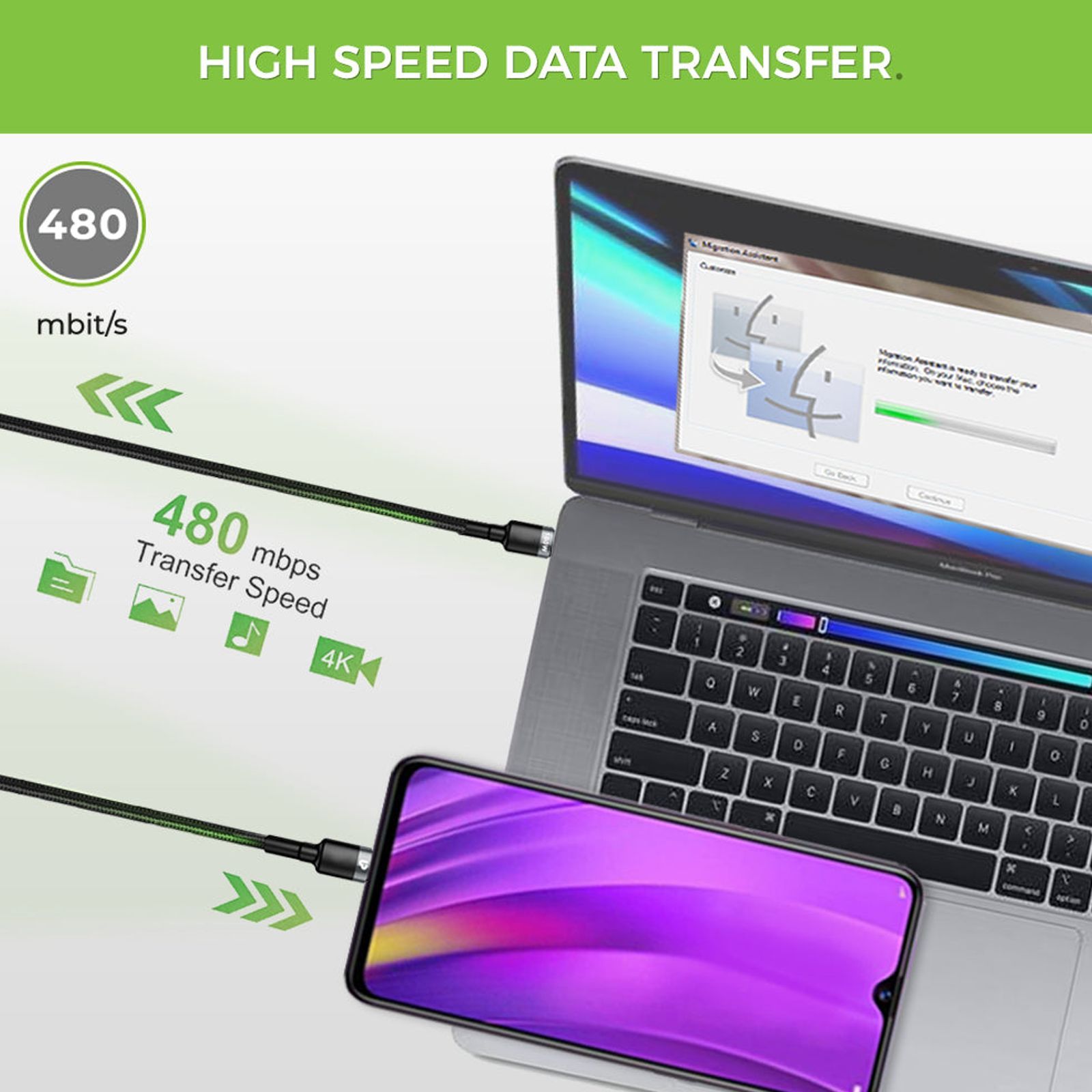 UltraProlink NyloKev Type C to Type C 4.9 Feet (1.5M) Cable (Tangle Free Design, Black)_5