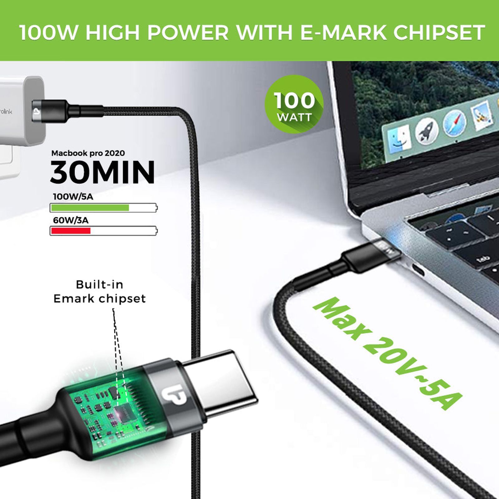 UltraProlink NyloKev Type C to Type C 4.9 Feet (1.5M) Cable (Tangle Free Design, Black)_6