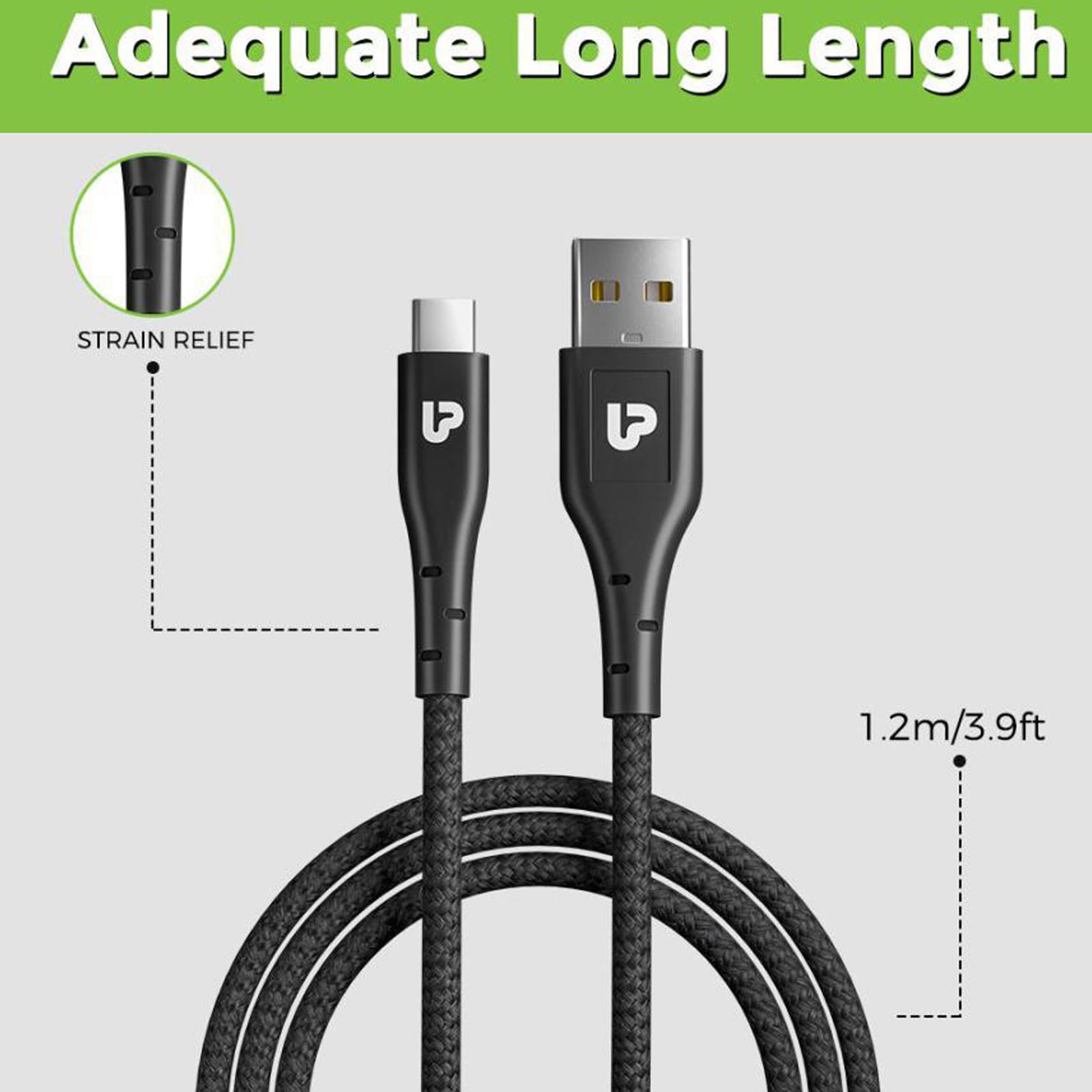 UltraProlink Zap Type A to Type C 3.9 Feet (1.2M) Cable (Tangle Free Design, Black) UltraProlink Zap Type A to Type C 3.9 Feet (1.2M) Cable (Tangle Free Design, Black)_9