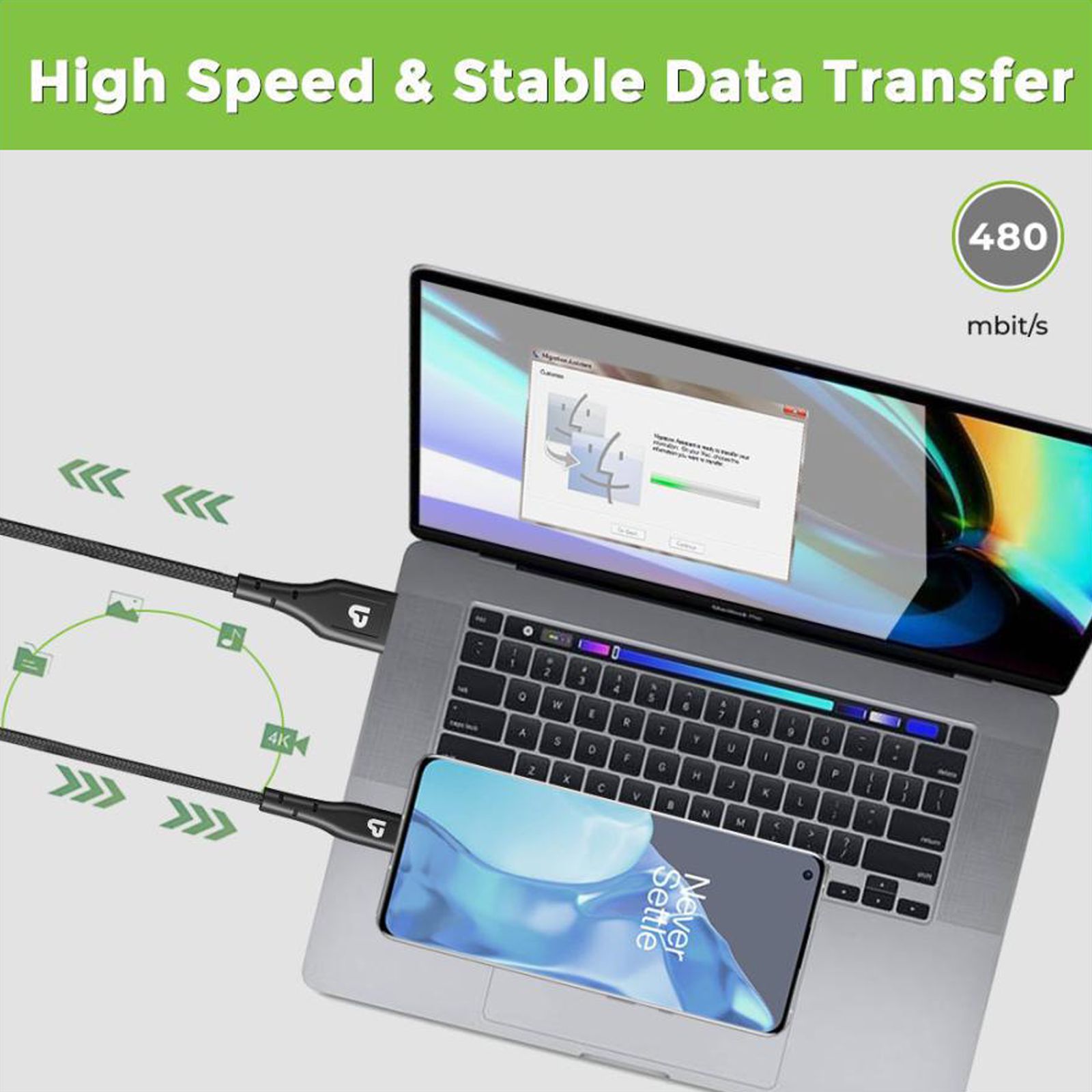 UltraProlink Zap Type A to Type C 3.9 Feet (1.2M) Cable (Tangle Free Design, Black) UltraProlink Zap Type A to Type C 3.9 Feet (1.2M) Cable (Tangle Free Design, Black)_4