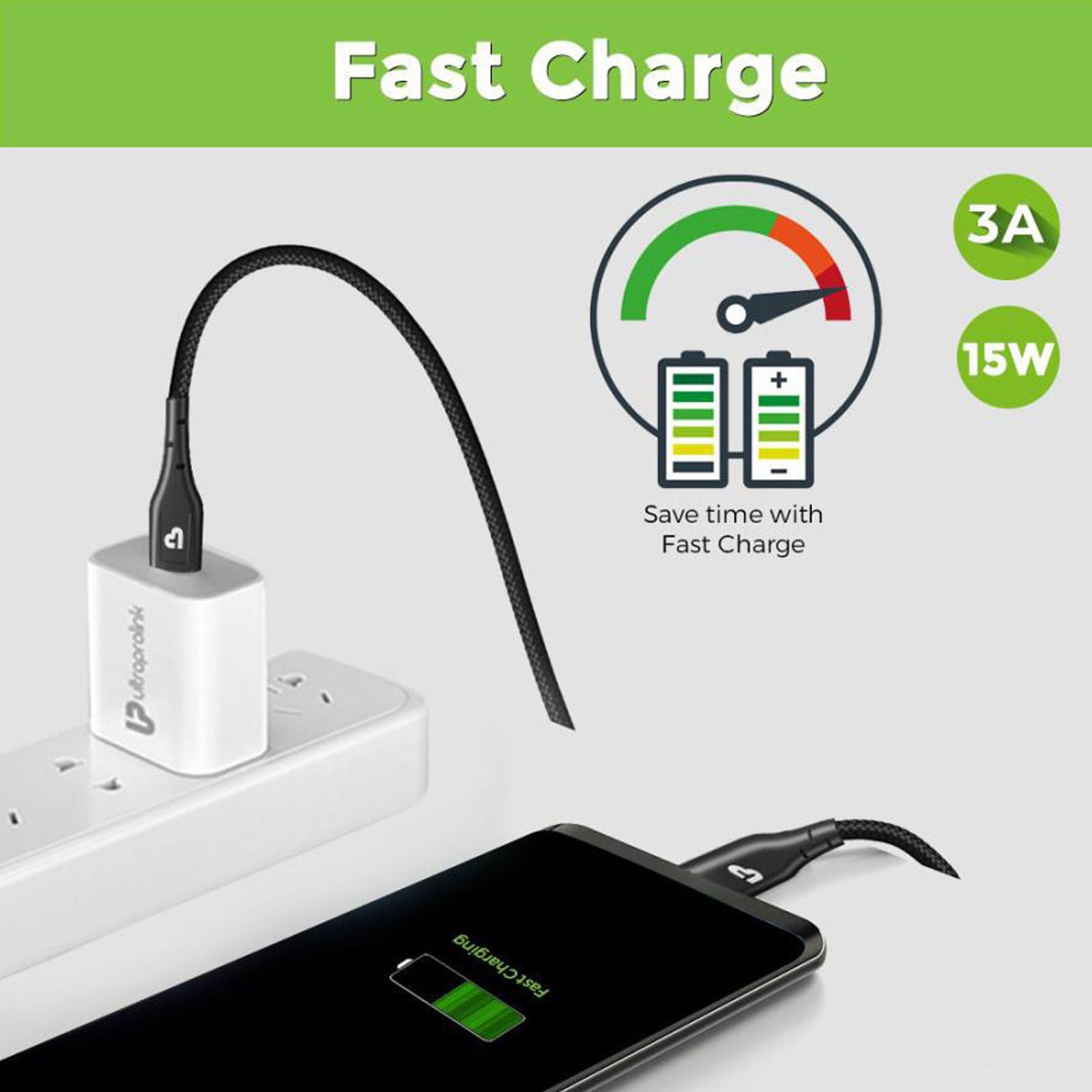 UltraProlink Zap Type A to Type C 3.9 Feet (1.2M) Cable (Tangle Free Design, Black) UltraProlink Zap Type A to Type C 3.9 Feet (1.2M) Cable (Tangle Free Design, Black)_5