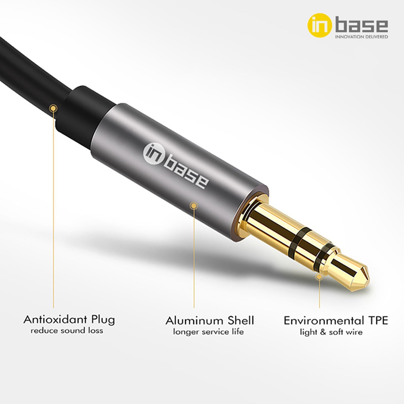 Inbase 3.5mm Aux to 3.5mm Aux 3.9 Feet (1.2M) Cable (Gold Plated Plug, Black)_6