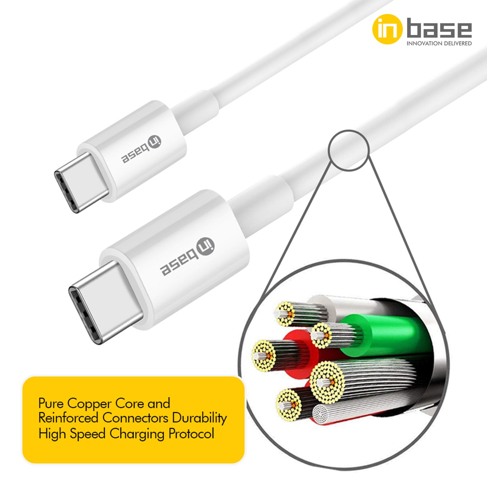 Inbase Type C to Type C 4.9 Feet (1.5M) Cable (Pure Copper Core, White) Inbase Type C to Type C 4.9 Feet (1.5M) Cable (Pure Copper Core, White)_5