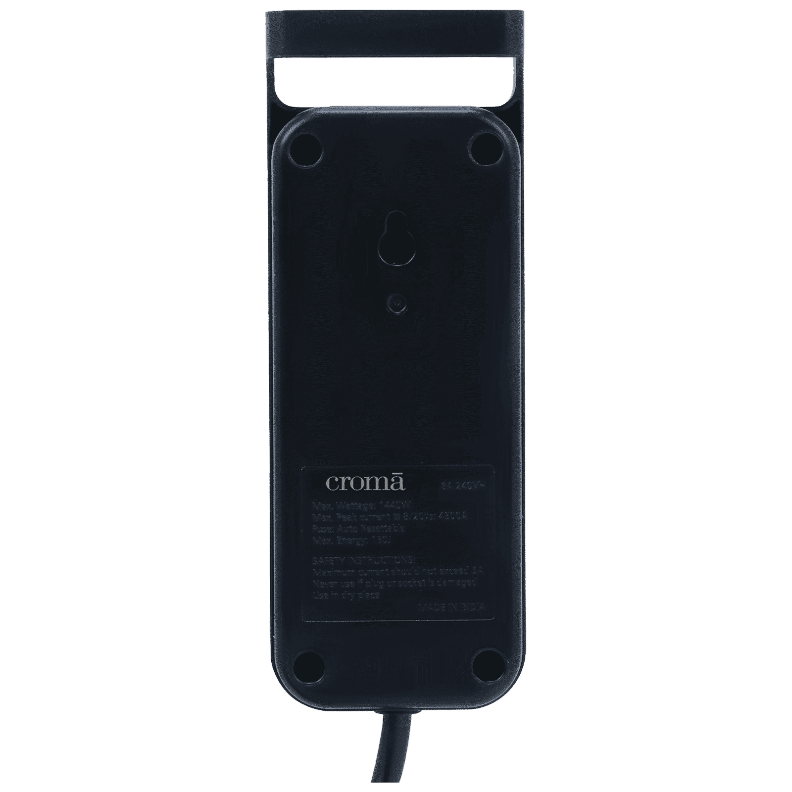 Croma 6 Amps 2 Sockets Surge Protector with Individual Switch (0.8 Meters, Safety Shutters in Socket, CRSP2WMSPA264301, Black) Croma 6 Amps 2 Sockets Surge Protector with Individual Switch (0.8 Meters, Safety Shutters in Socket, CRSP2WMSPA264301, Black)_8