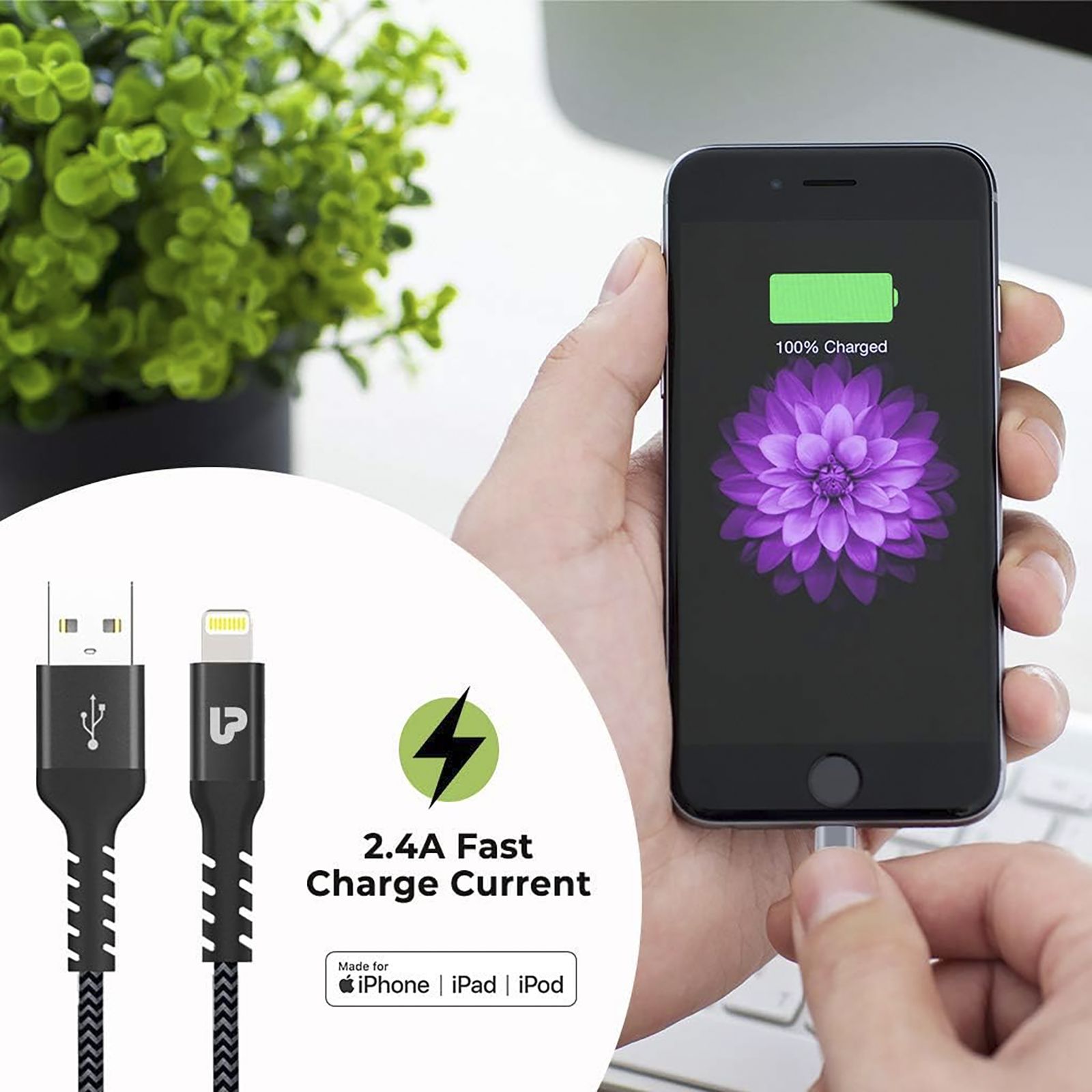 UltraProlink NyloKev+ Type A to Lightning 6.6 Feet (2M) Cable (Tangle Free Design, Grey) UltraProlink NyloKev+ Type A to Lightning 6.6 Feet (2M) Cable (Tangle Free Design, Grey)_11