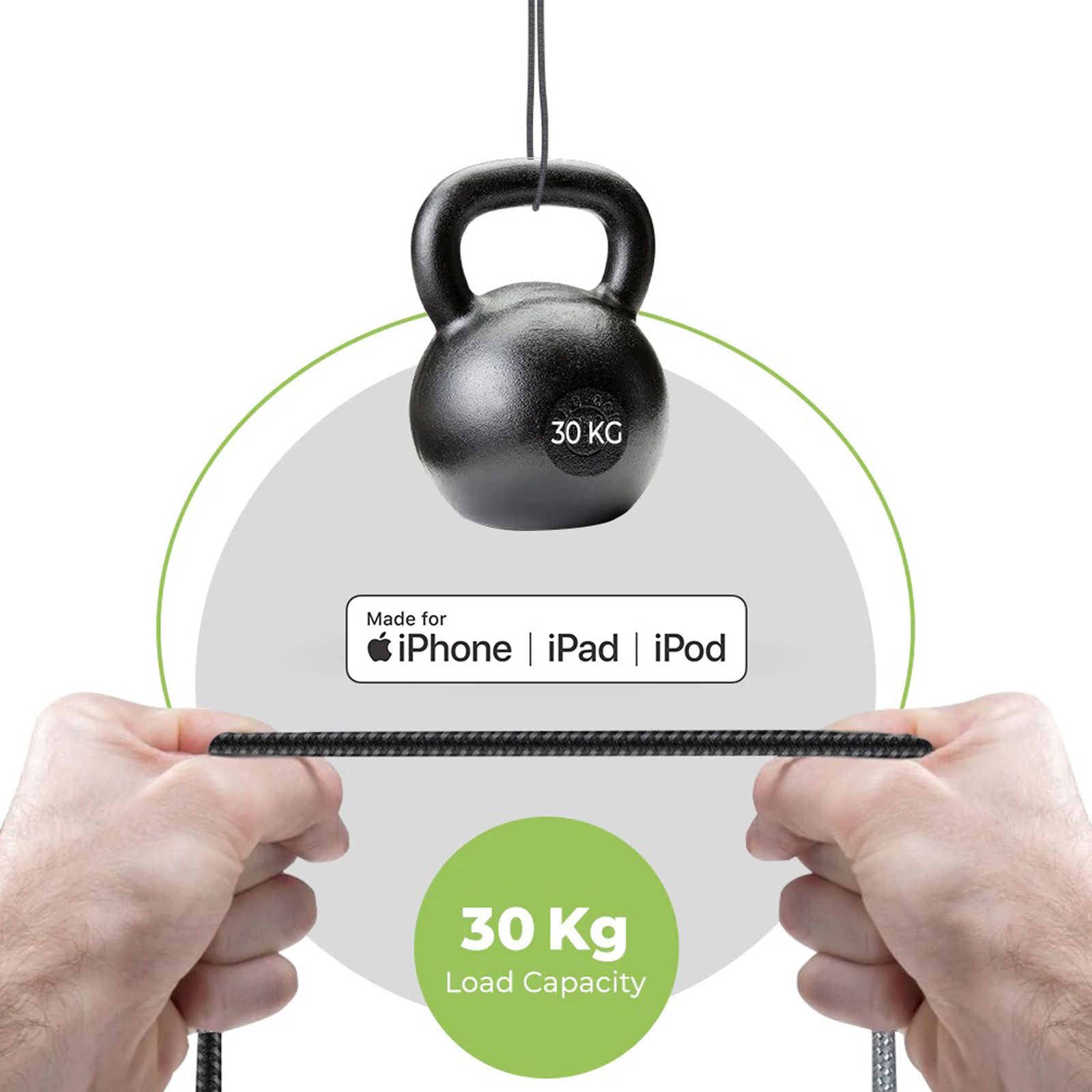 UltraProlink NyloKev+ Type A to Lightning 6.6 Feet (2M) Cable (Tangle Free Design, Grey) UltraProlink NyloKev+ Type A to Lightning 6.6 Feet (2M) Cable (Tangle Free Design, Grey)_4