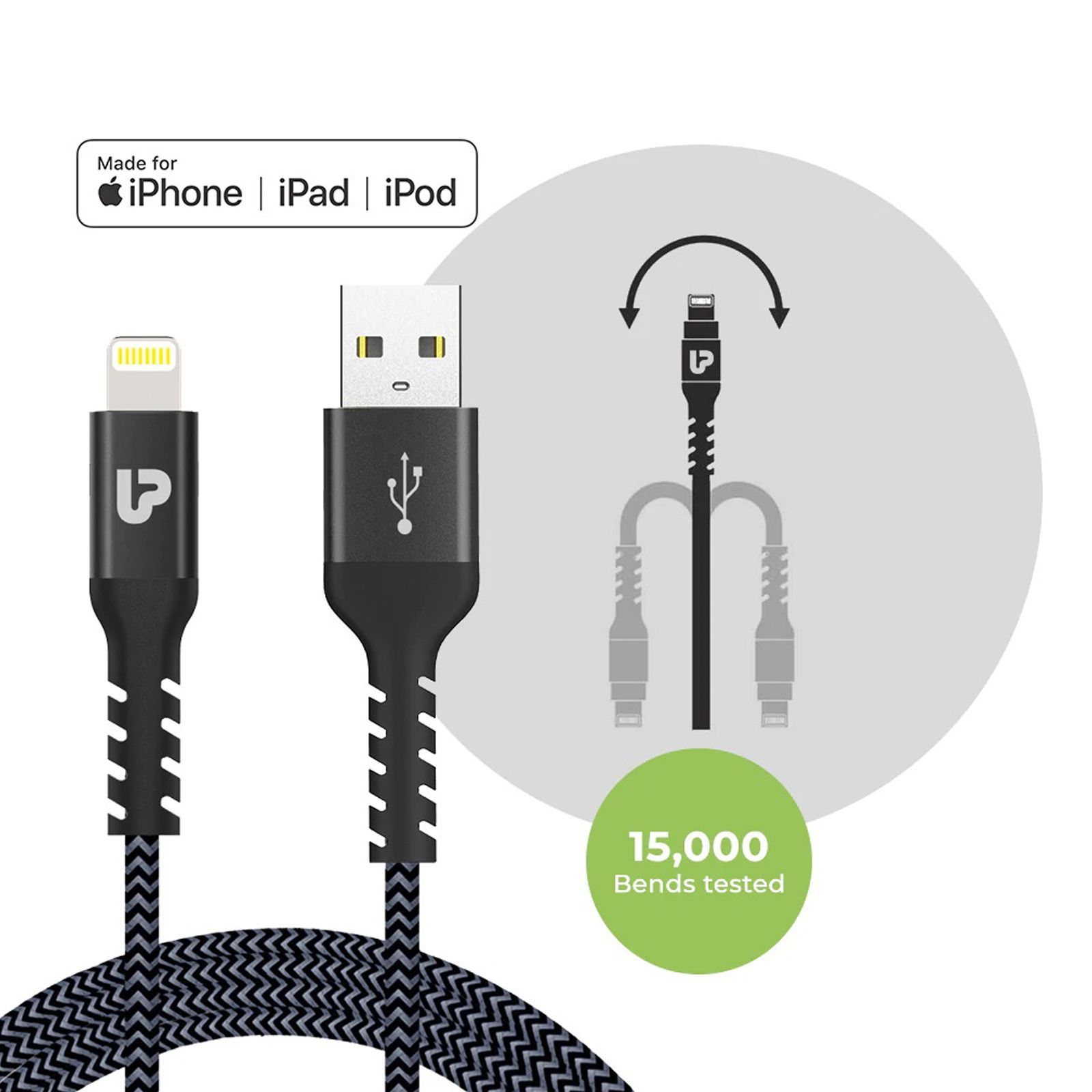 UltraProlink NyloKev+ Type A to Lightning 6.6 Feet (2M) Cable (Tangle Free Design, Grey) UltraProlink NyloKev+ Type A to Lightning 6.6 Feet (2M) Cable (Tangle Free Design, Grey)_5