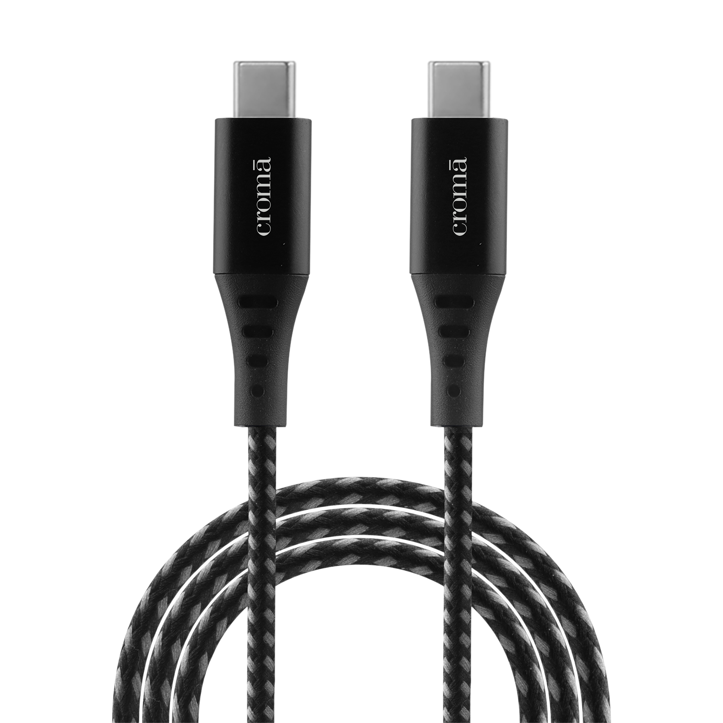 Croma Type C to Type C 3.3 Feet (1M) Cable (Nylon Braided, Grey)_1