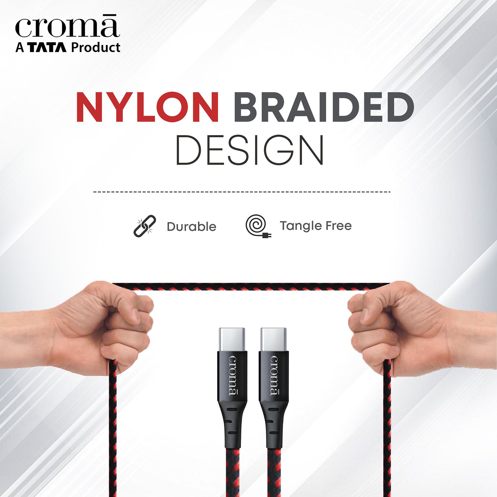 Croma Type C to Type C 6.6 Feet (2M) Cable (Apple Compatible, Red)_12